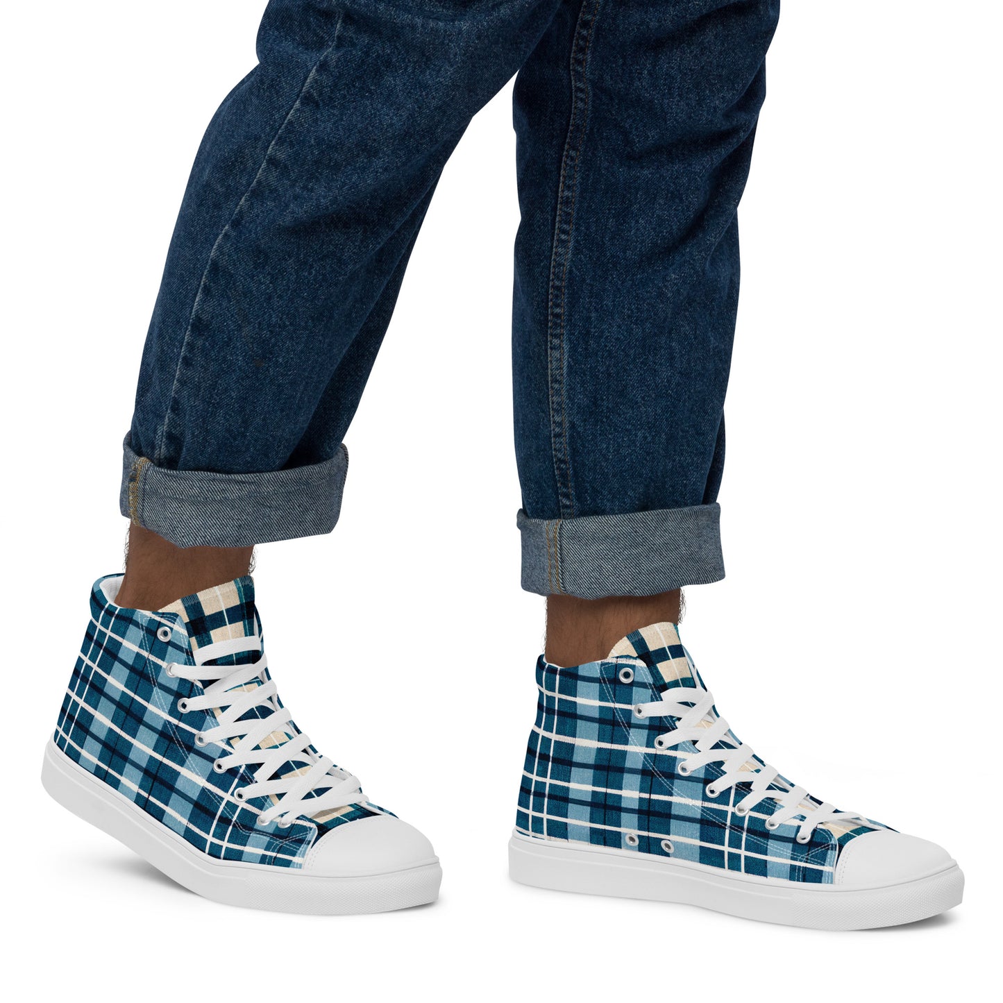 Scotsman’s Skyward Plaid Men’s high top canvas shoes