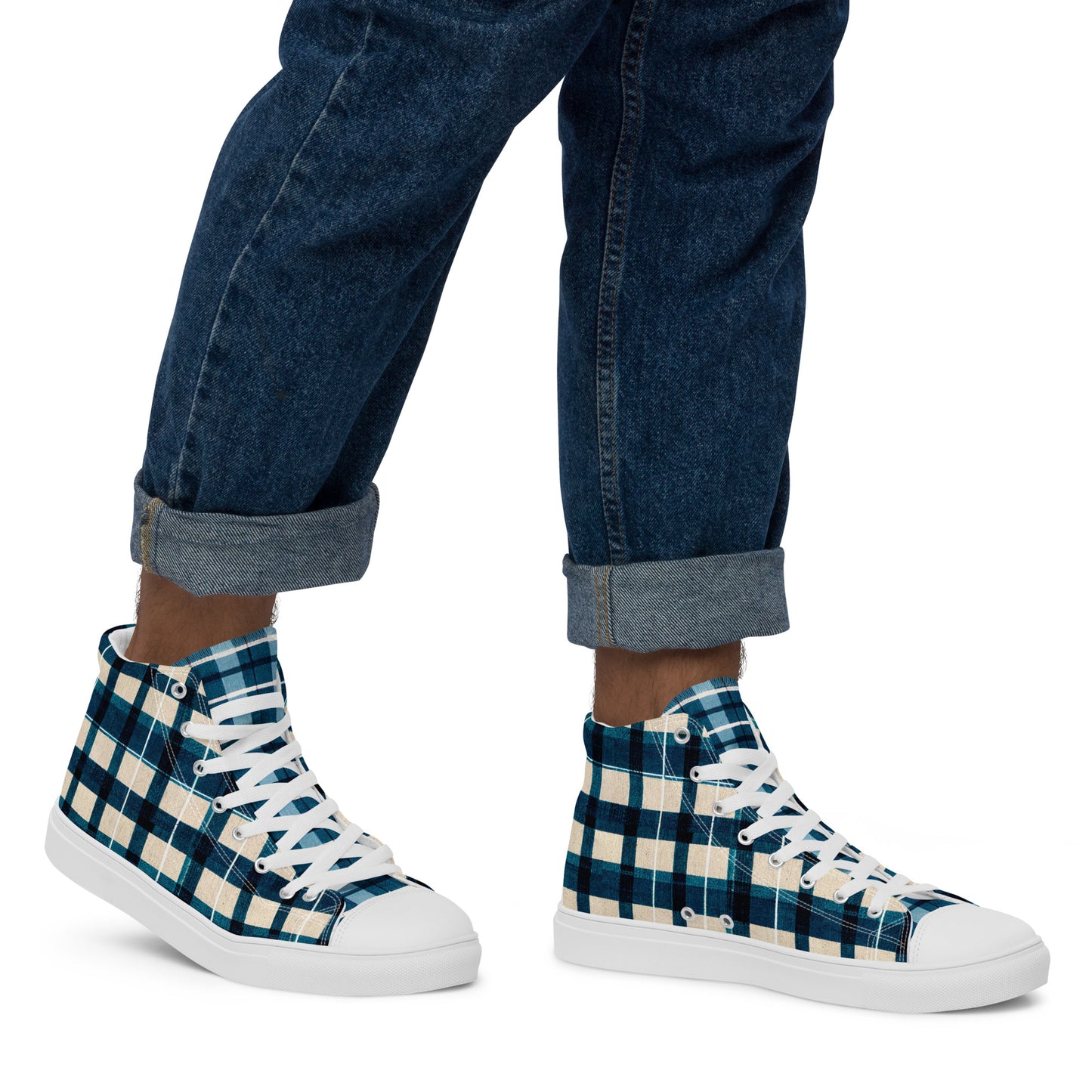 Frosty Glen Plaid Men’s high top canvas shoes