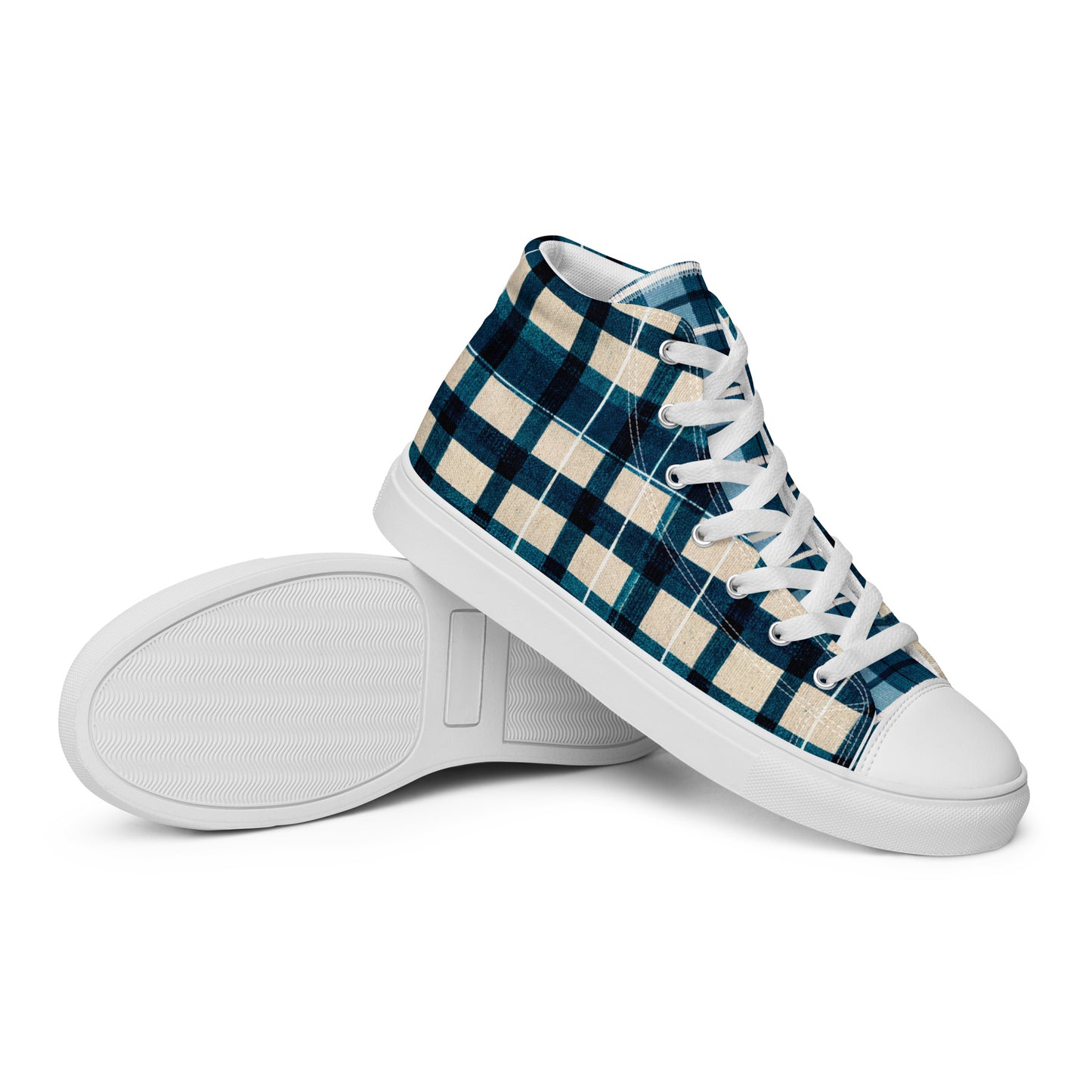 Frosty Glen Plaid Men’s high top canvas shoes