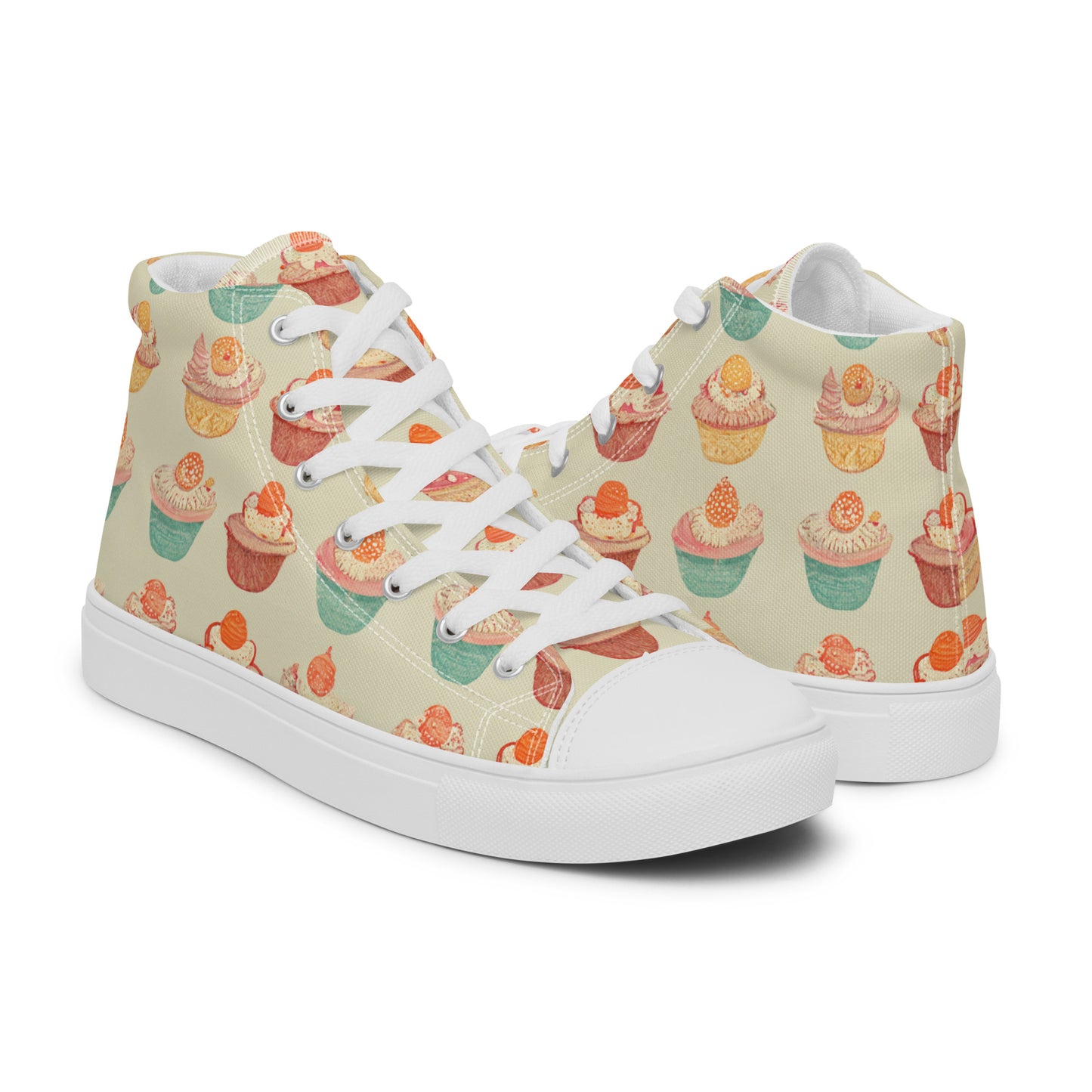 Cupcakery Men’s high top canvas shoes