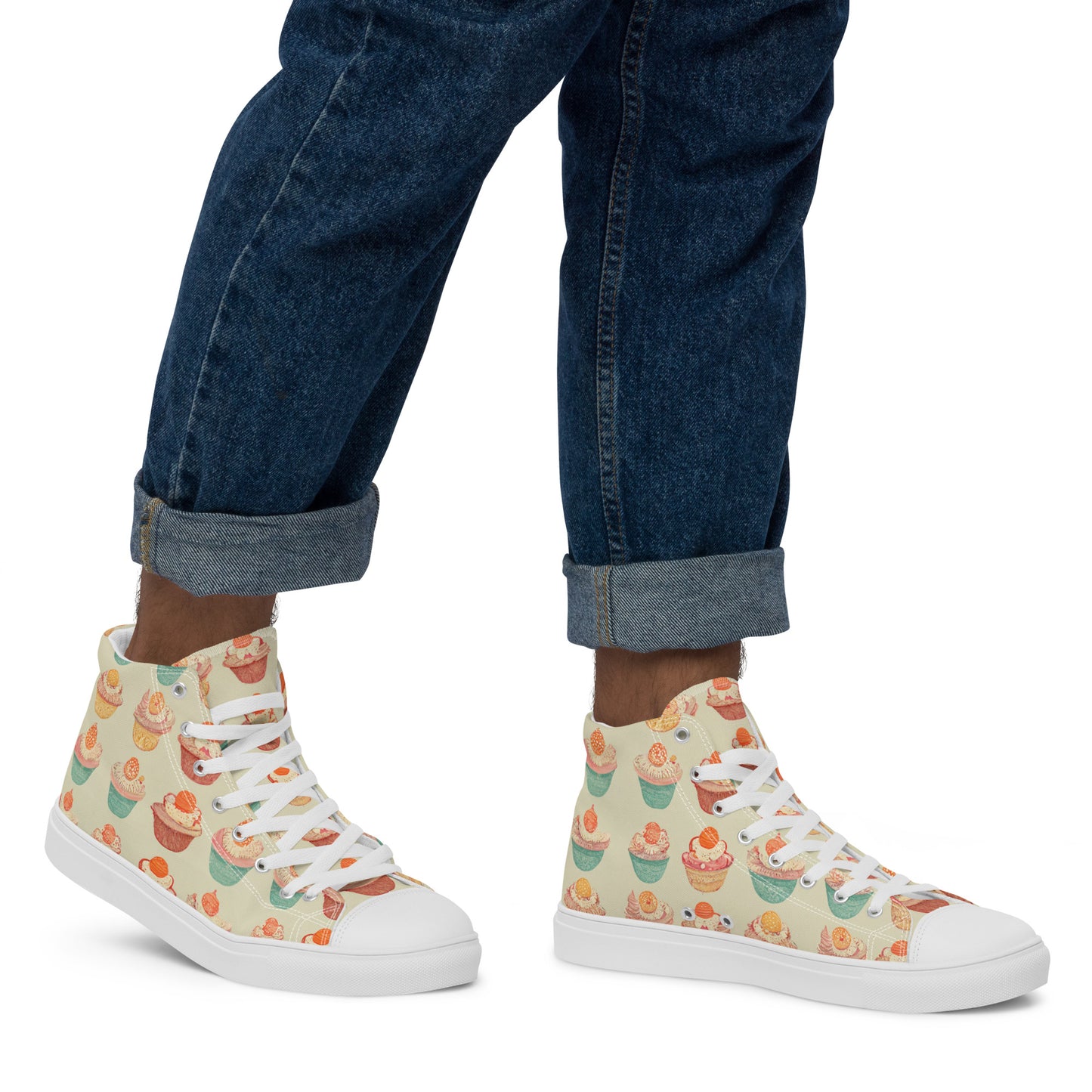 Cupcakery Men’s high top canvas shoes