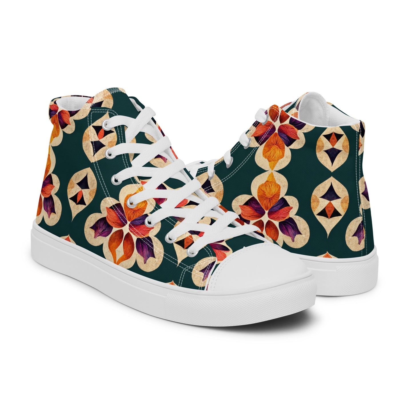 Ifrane’s Rainbow Blossoms Men’s high top canvas shoes