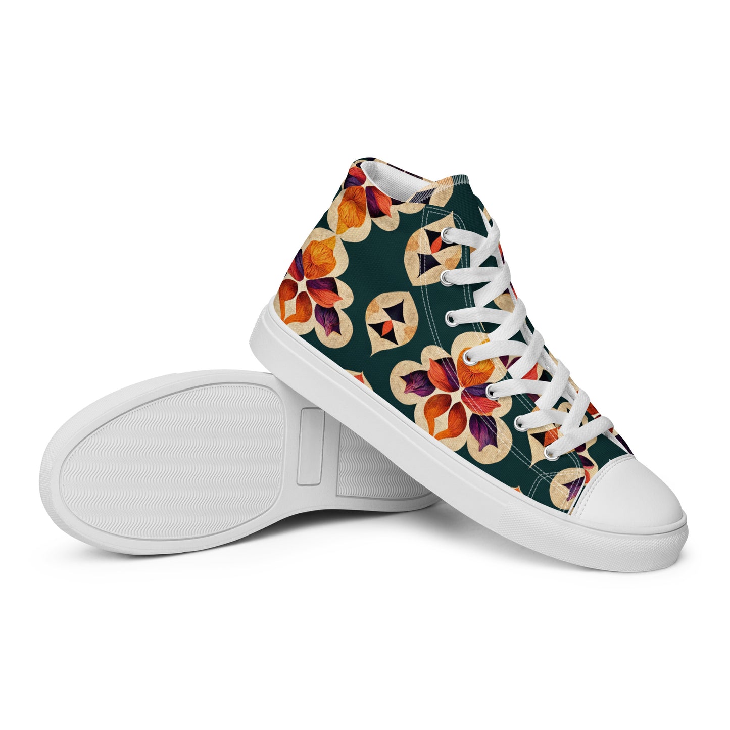 Ifrane’s Rainbow Blossoms Men’s high top canvas shoes