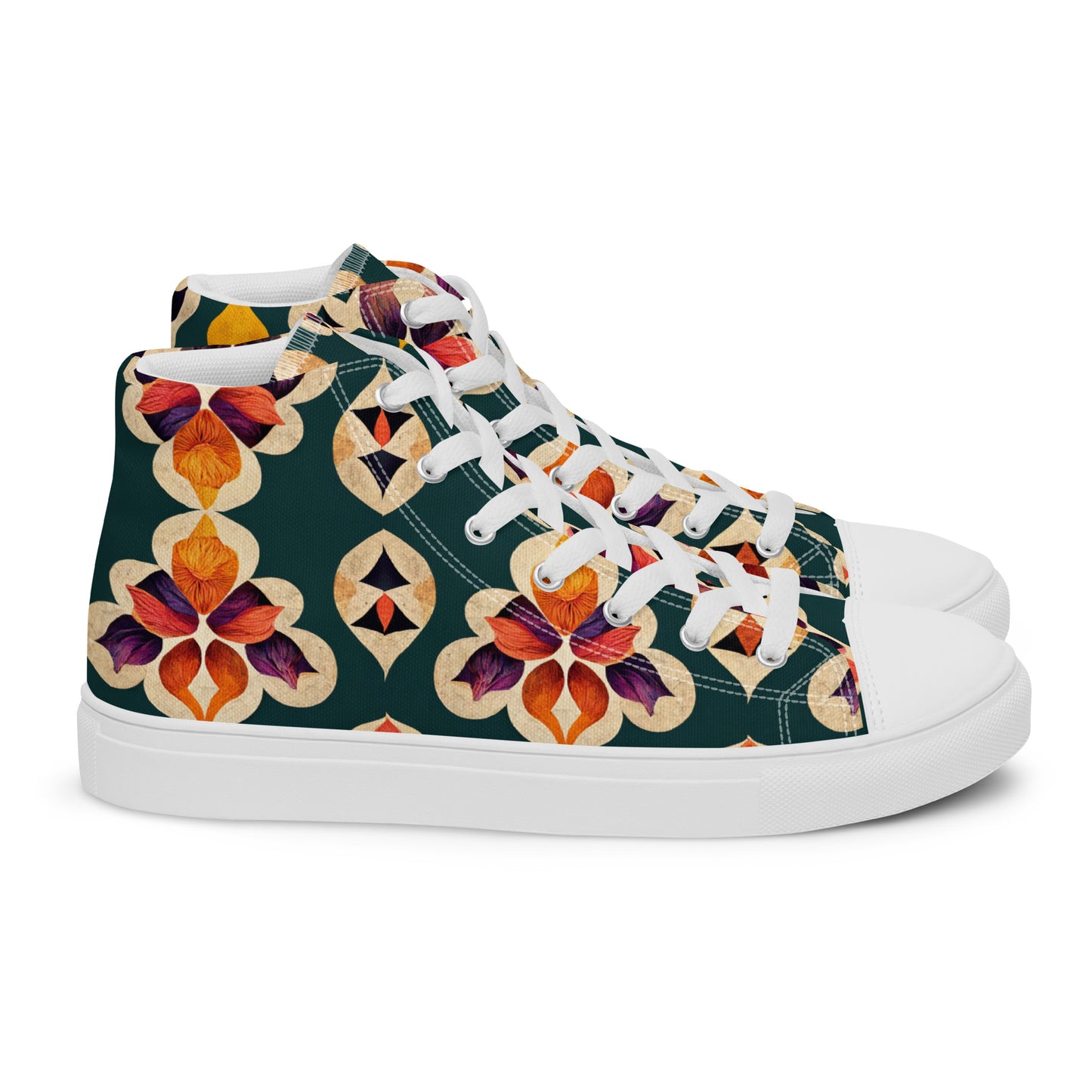 Ifrane’s Rainbow Blossoms Men’s high top canvas shoes