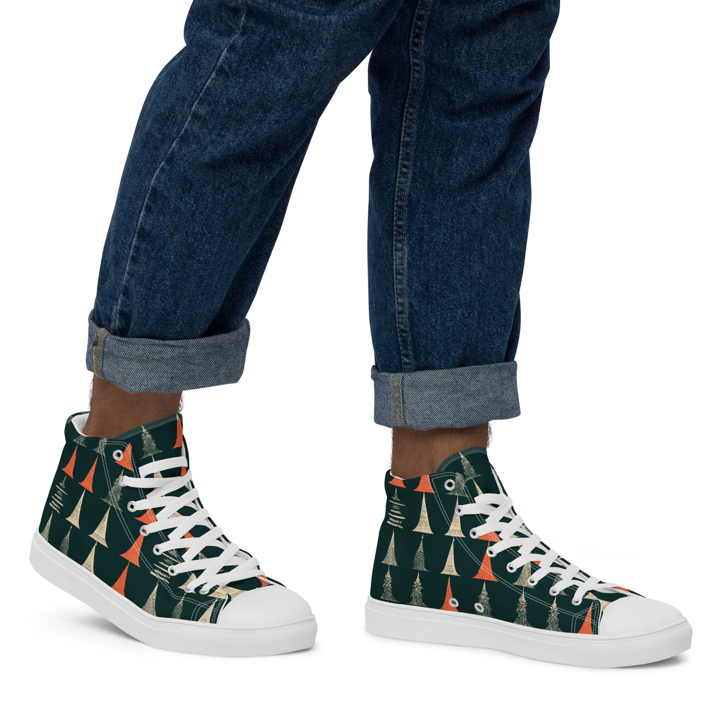 Holiday Tree Symphony Men’s high top canvas shoes