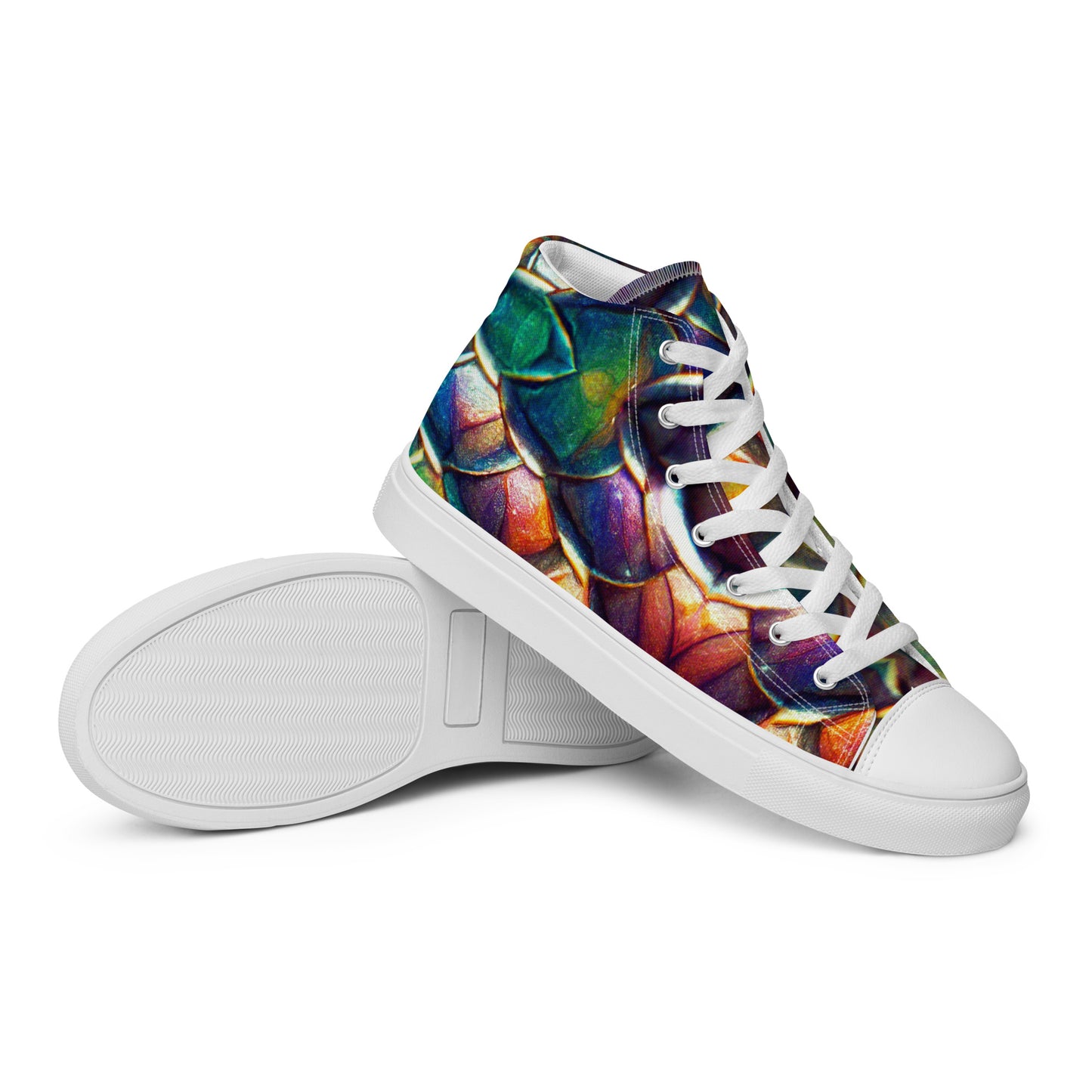 Margonithia, the Glittering Rainbow Sovereign Men’s high top canvas shoes