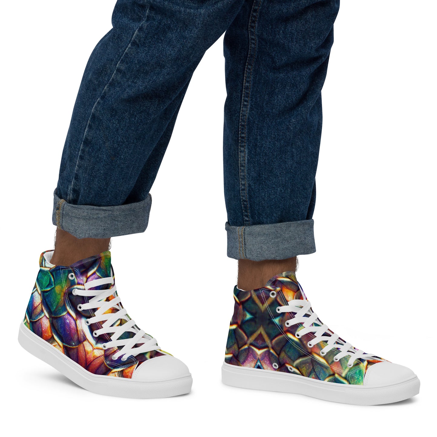 Margonithia, the Glittering Rainbow Sovereign Men’s high top canvas shoes