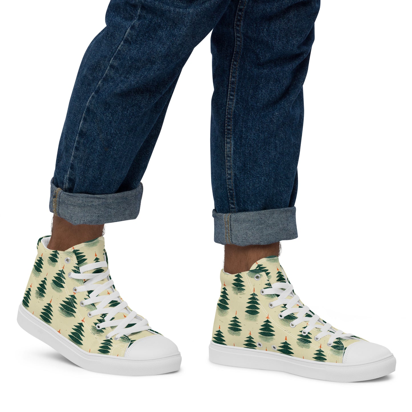 Merry Pine Parade Men’s high top canvas shoes