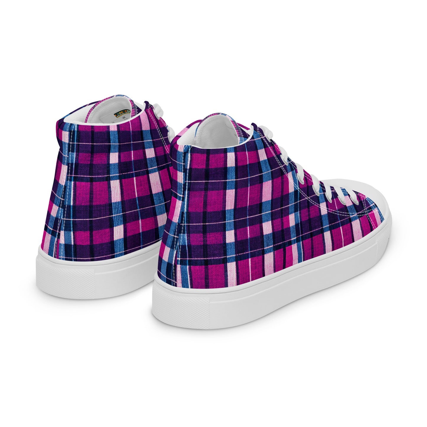 Fuchsia Fusion Check Men’s high top canvas shoes