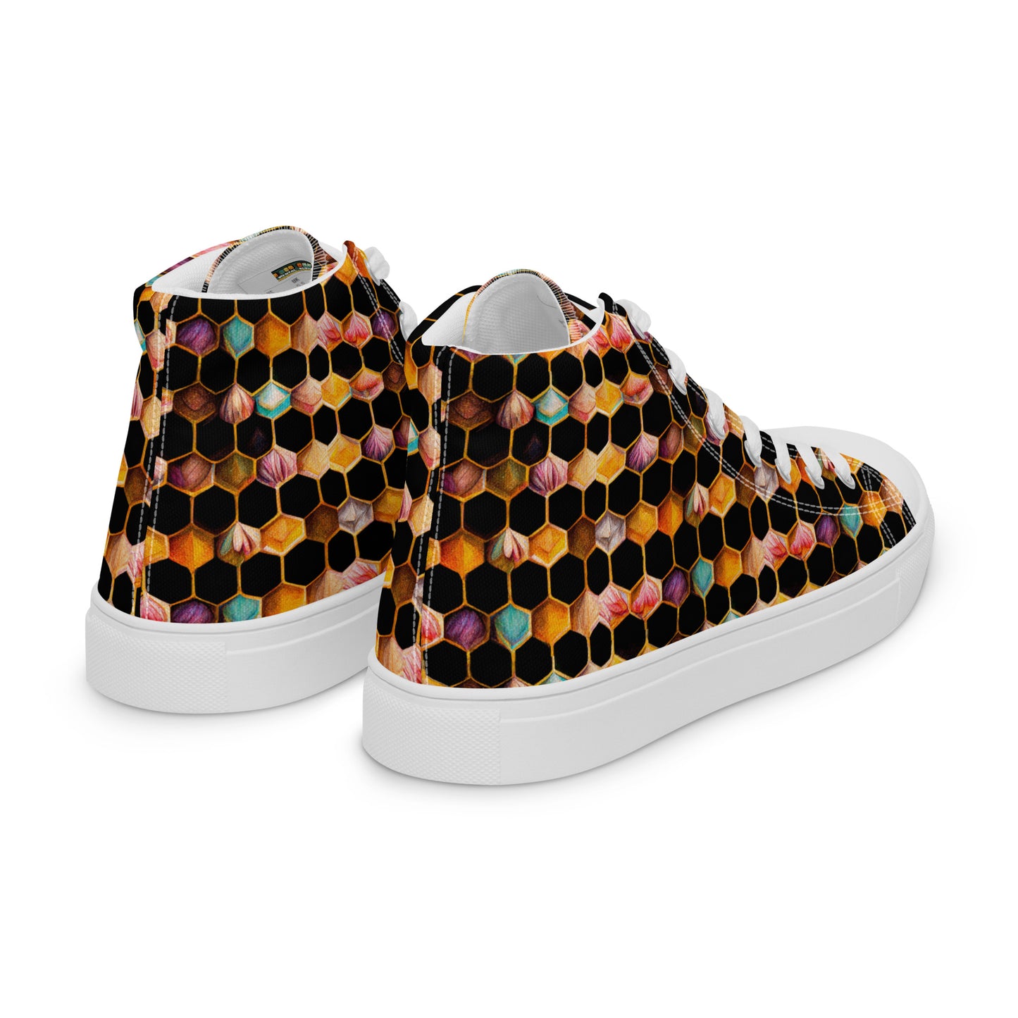 Beehive Lattice Love Men’s high top canvas shoes