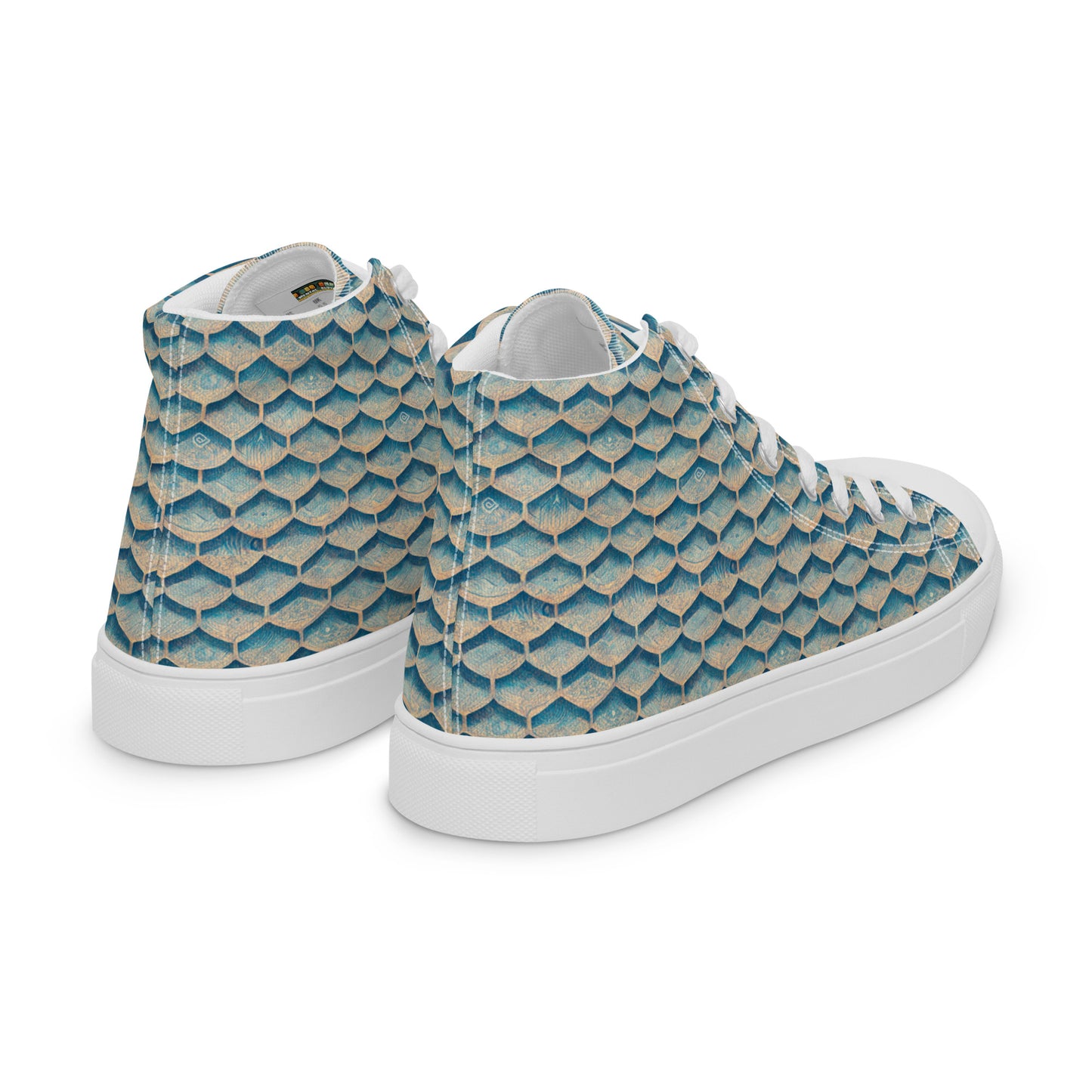 Seafoam Scales Men’s high top canvas shoes