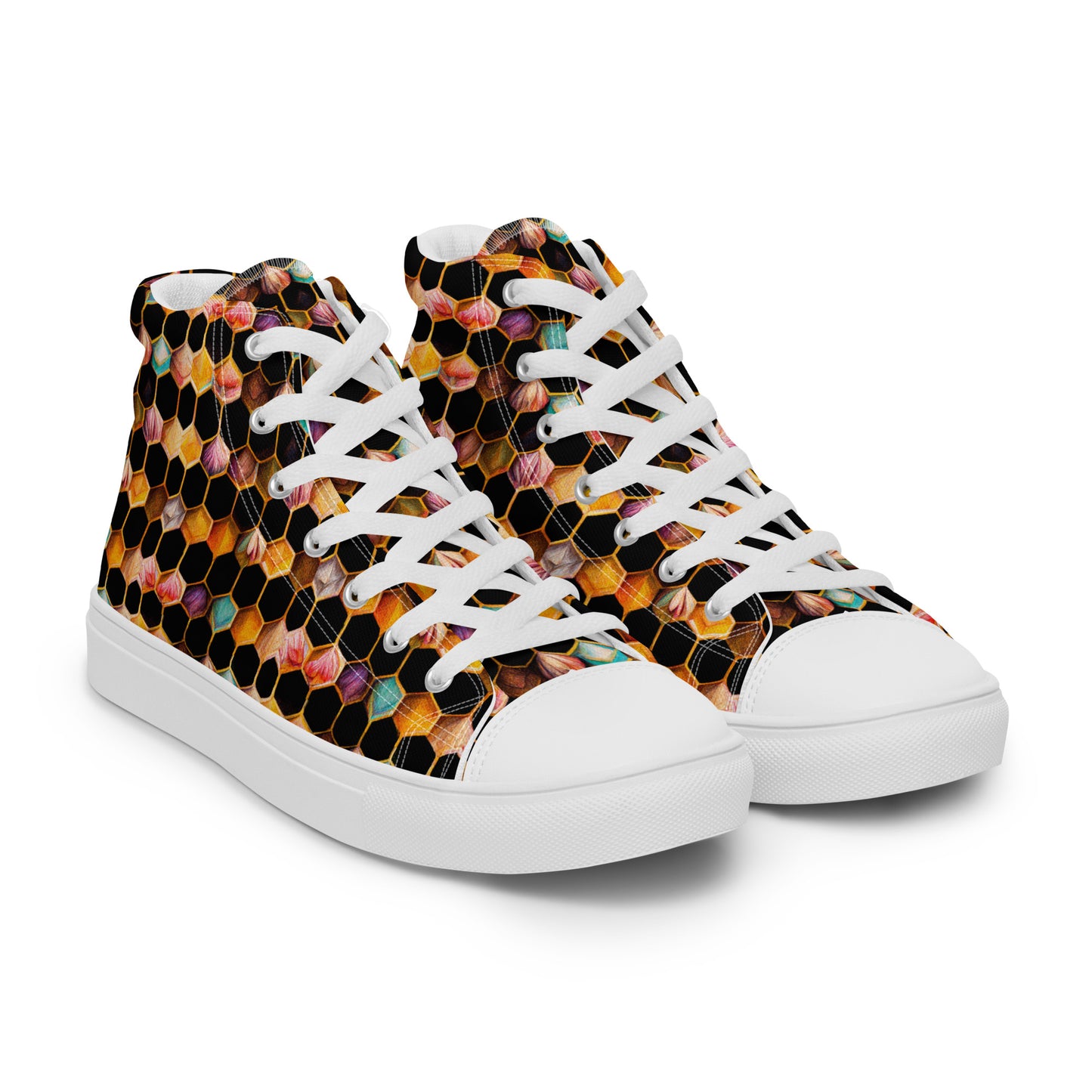 Beehive Lattice Love Men’s high top canvas shoes