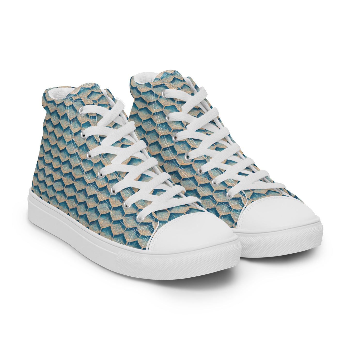 Seafoam Scales Men’s high top canvas shoes