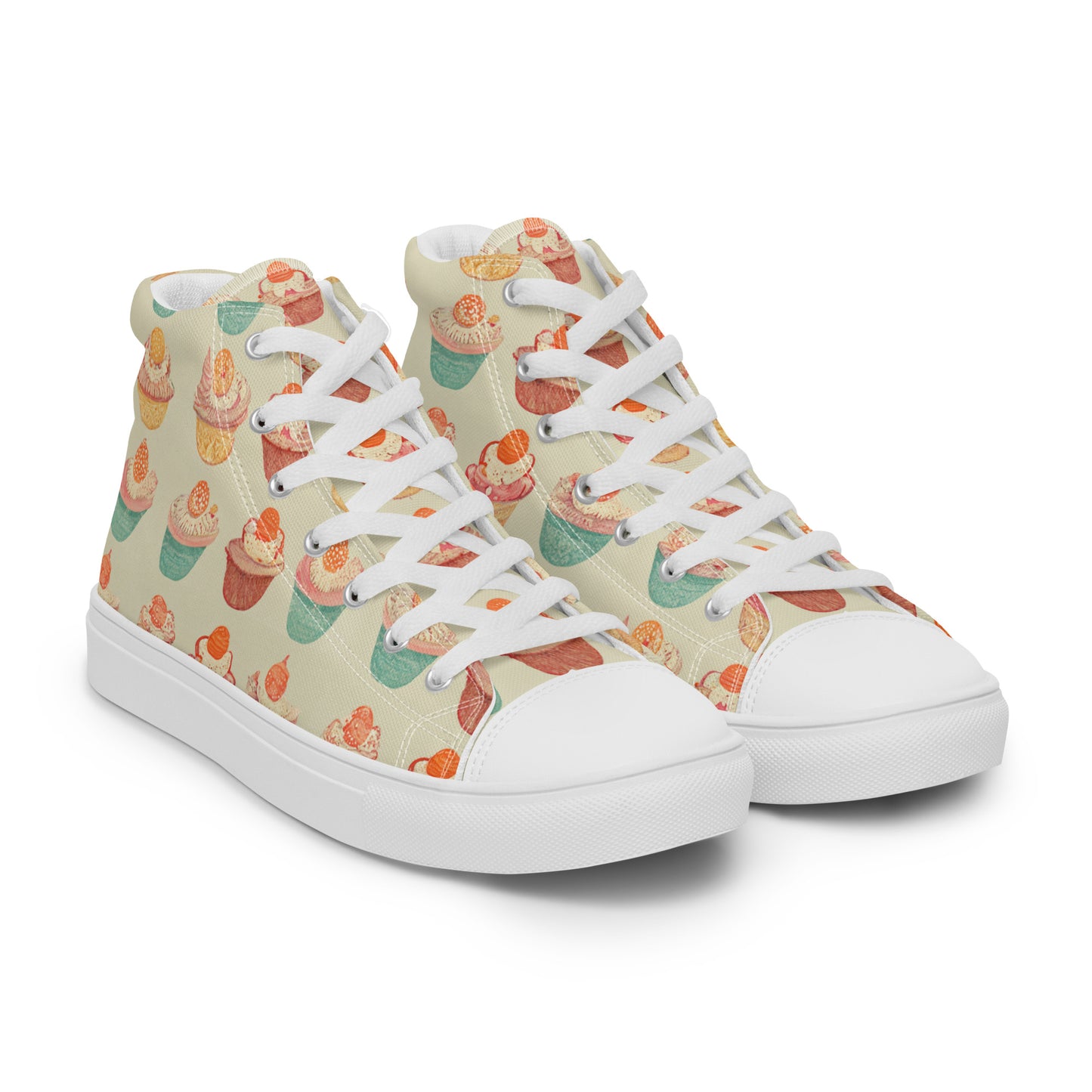 Cupcakery Men’s high top canvas shoes