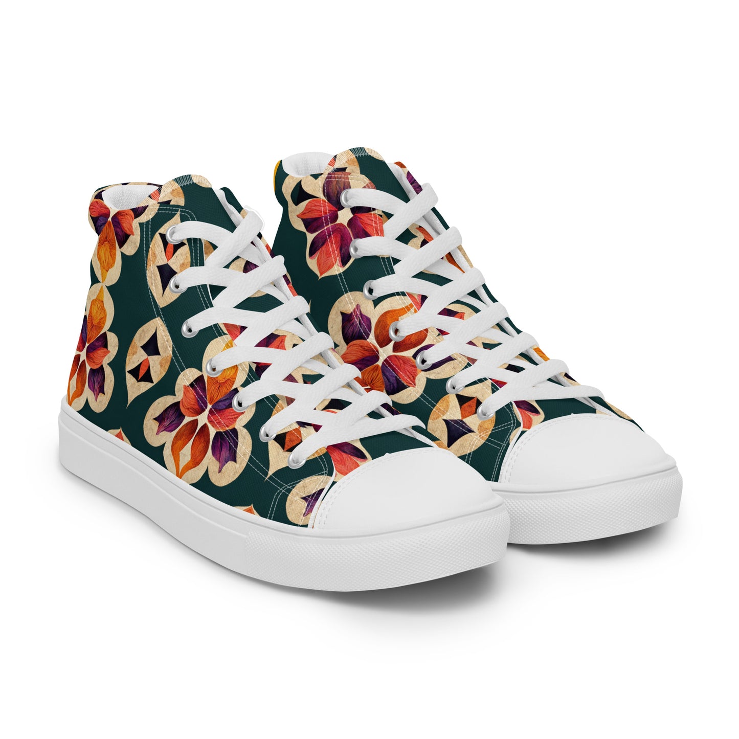 Ifrane’s Rainbow Blossoms Men’s high top canvas shoes