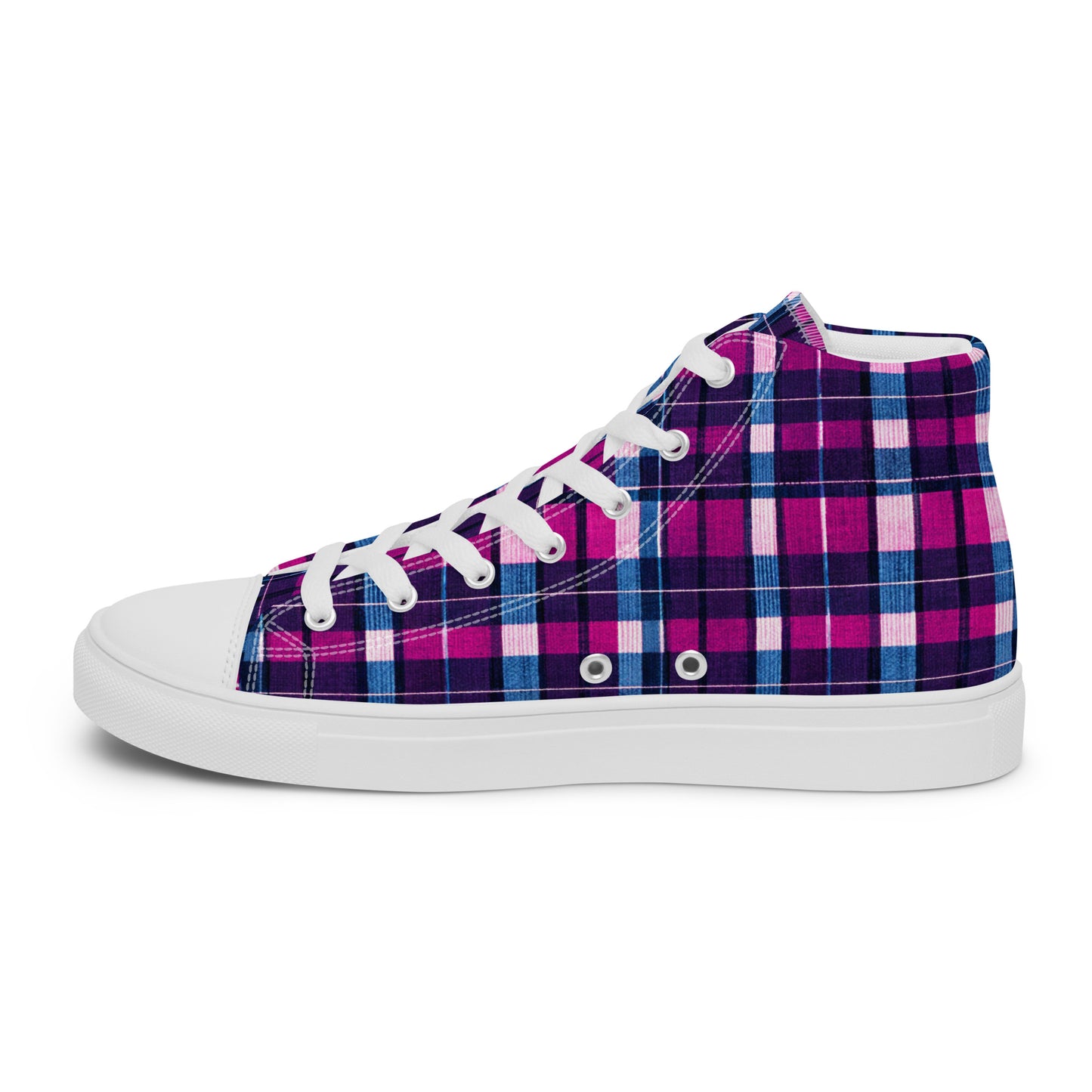 Fuchsia Fusion Check Men’s high top canvas shoes