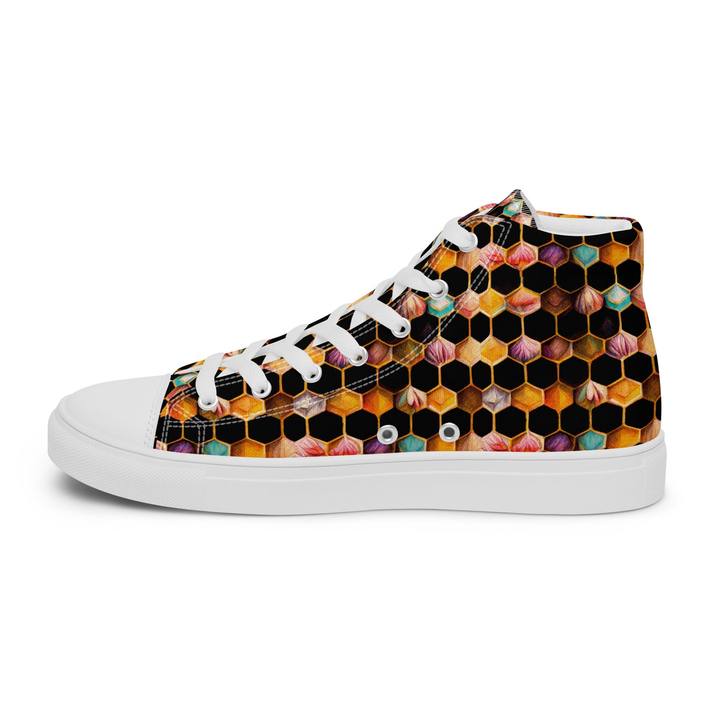 Beehive Lattice Love Men’s high top canvas shoes
