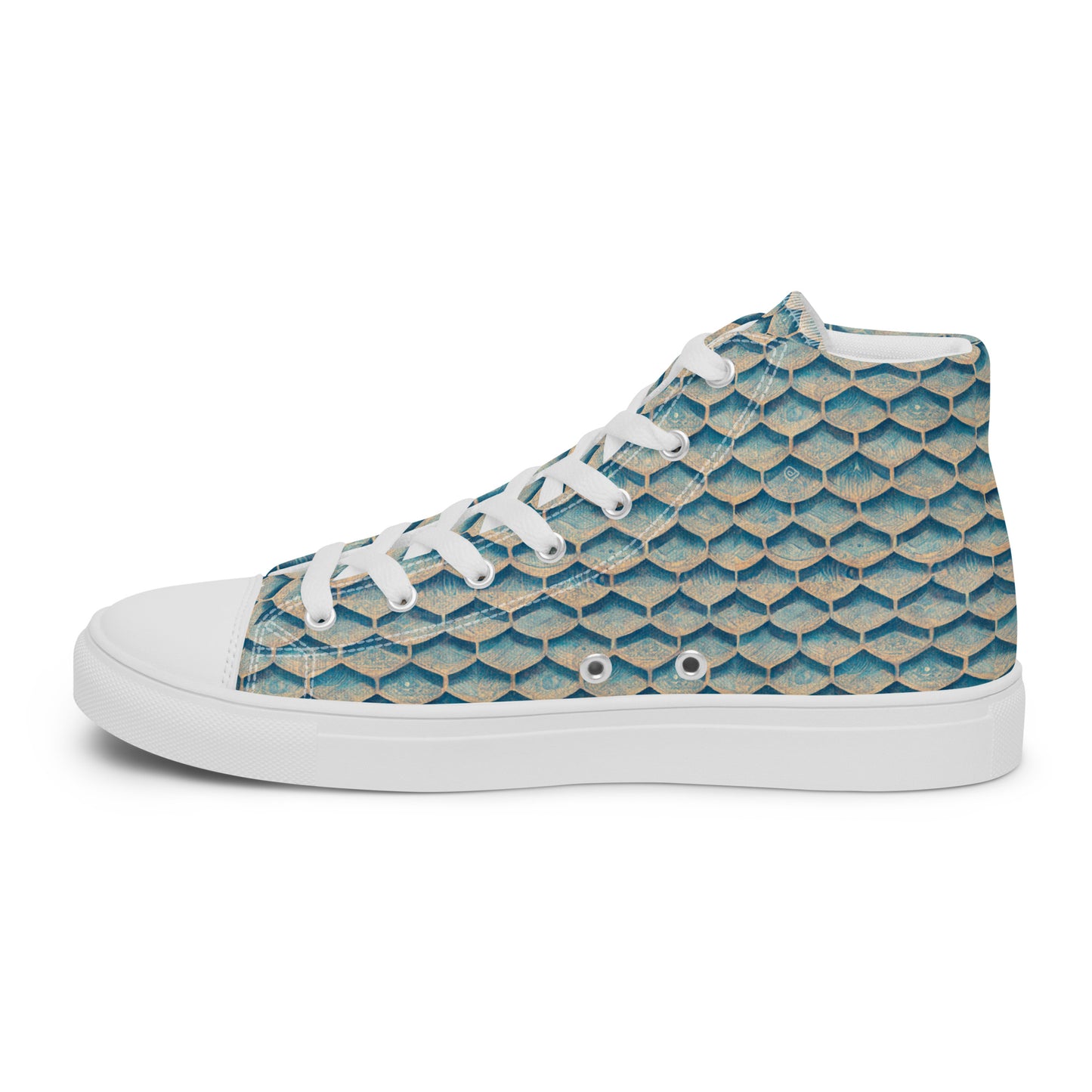 Seafoam Scales Men’s high top canvas shoes