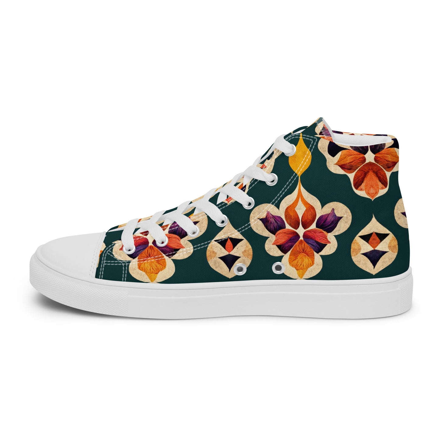 Ifrane’s Rainbow Blossoms Men’s high top canvas shoes