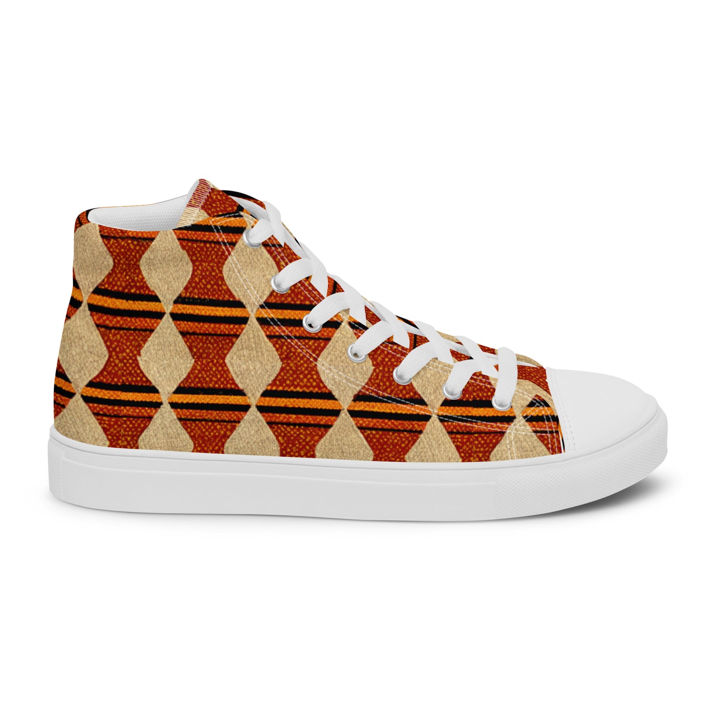 Tribal Tranquility in Neutrals Men’s high top canvas shoes