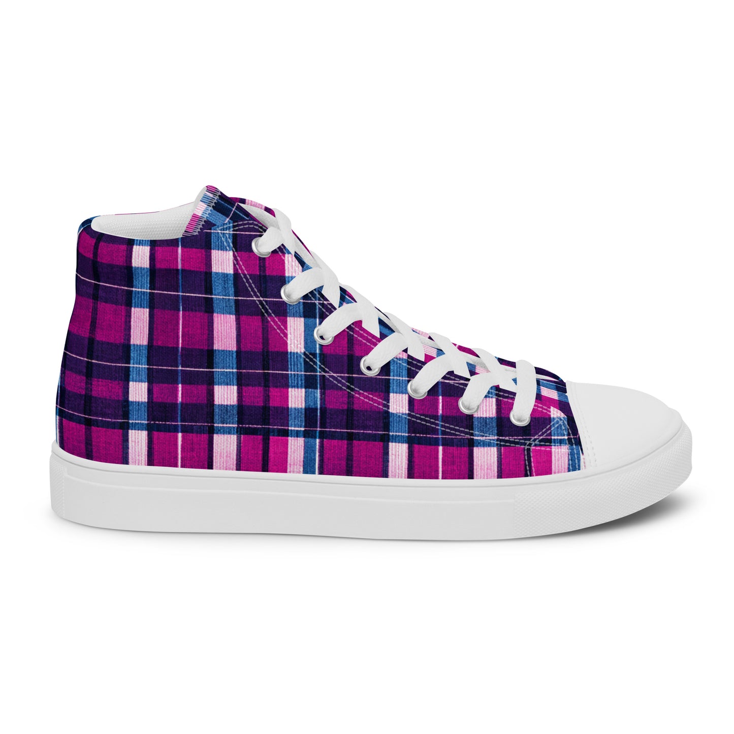 Fuchsia Fusion Check Men’s high top canvas shoes