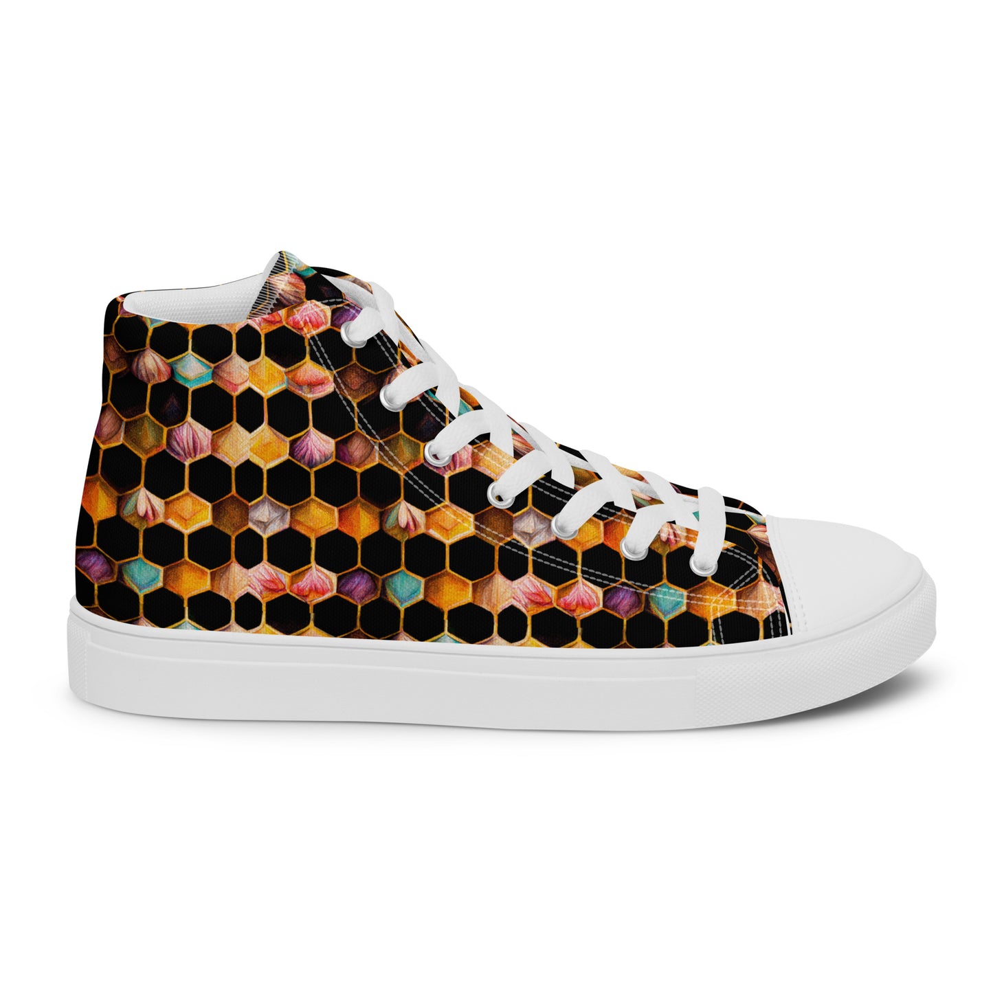 Beehive Lattice Love Men’s high top canvas shoes