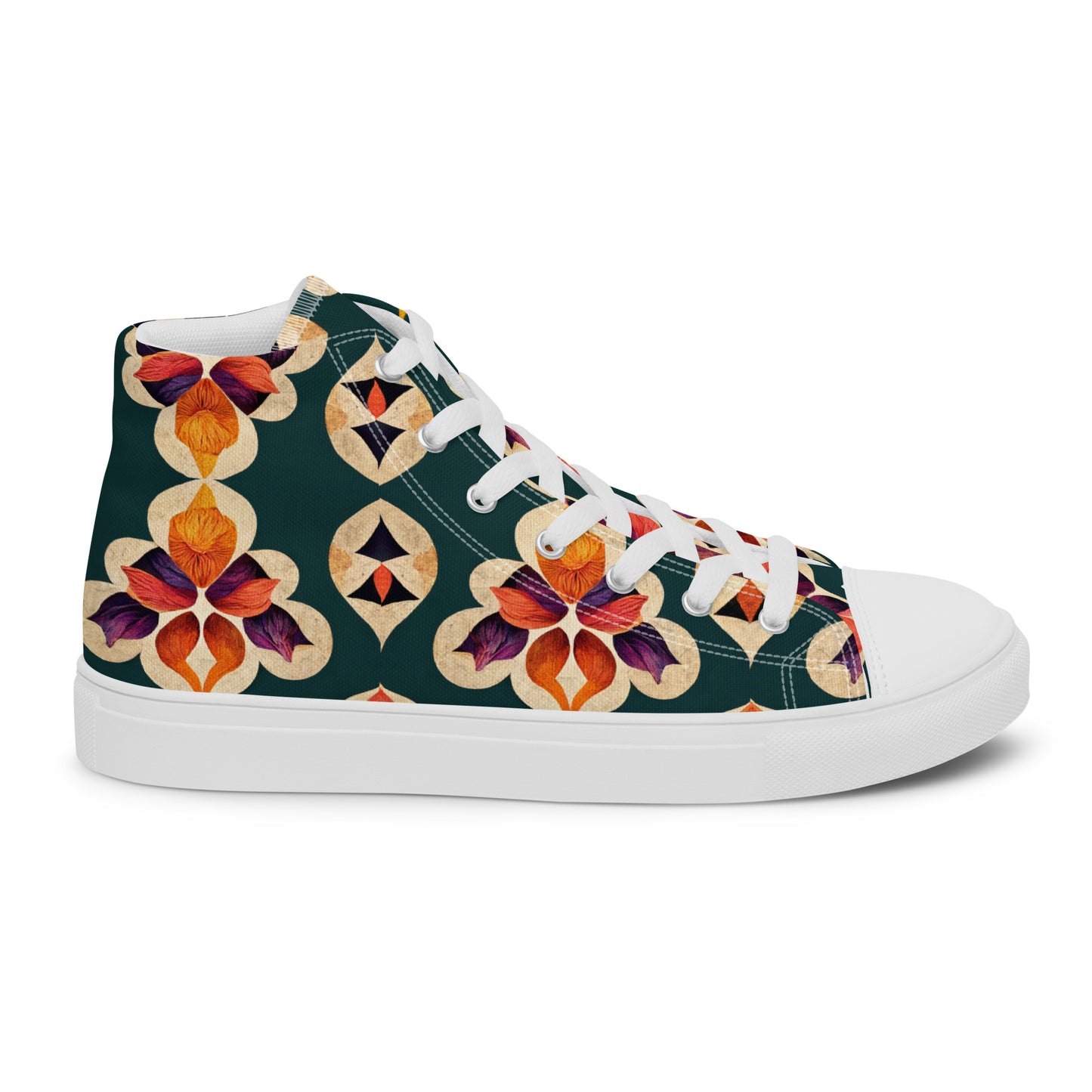 Ifrane’s Rainbow Blossoms Men’s high top canvas shoes