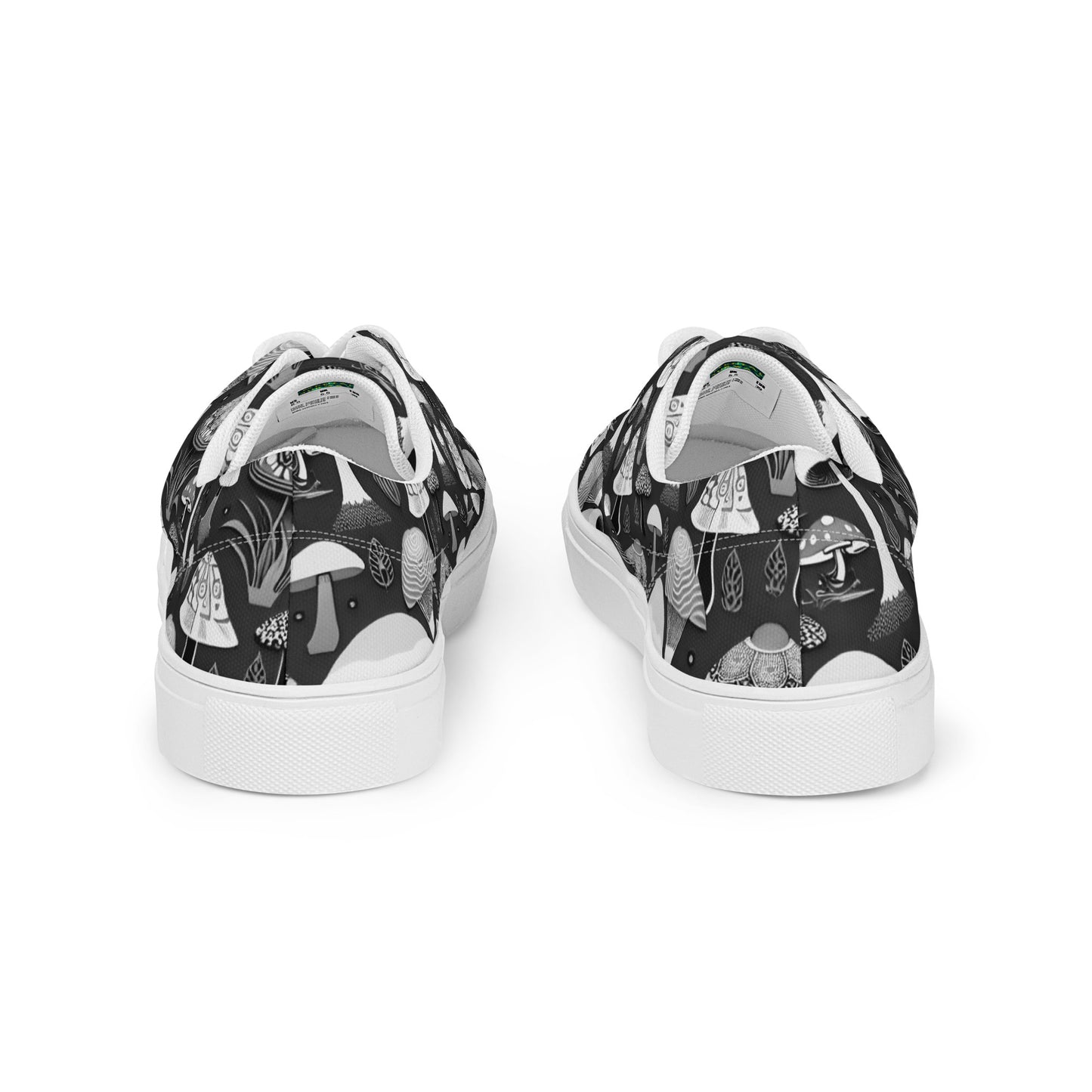 Whimsical Mushrooms in B&W Men’s lace-up canvas shoes