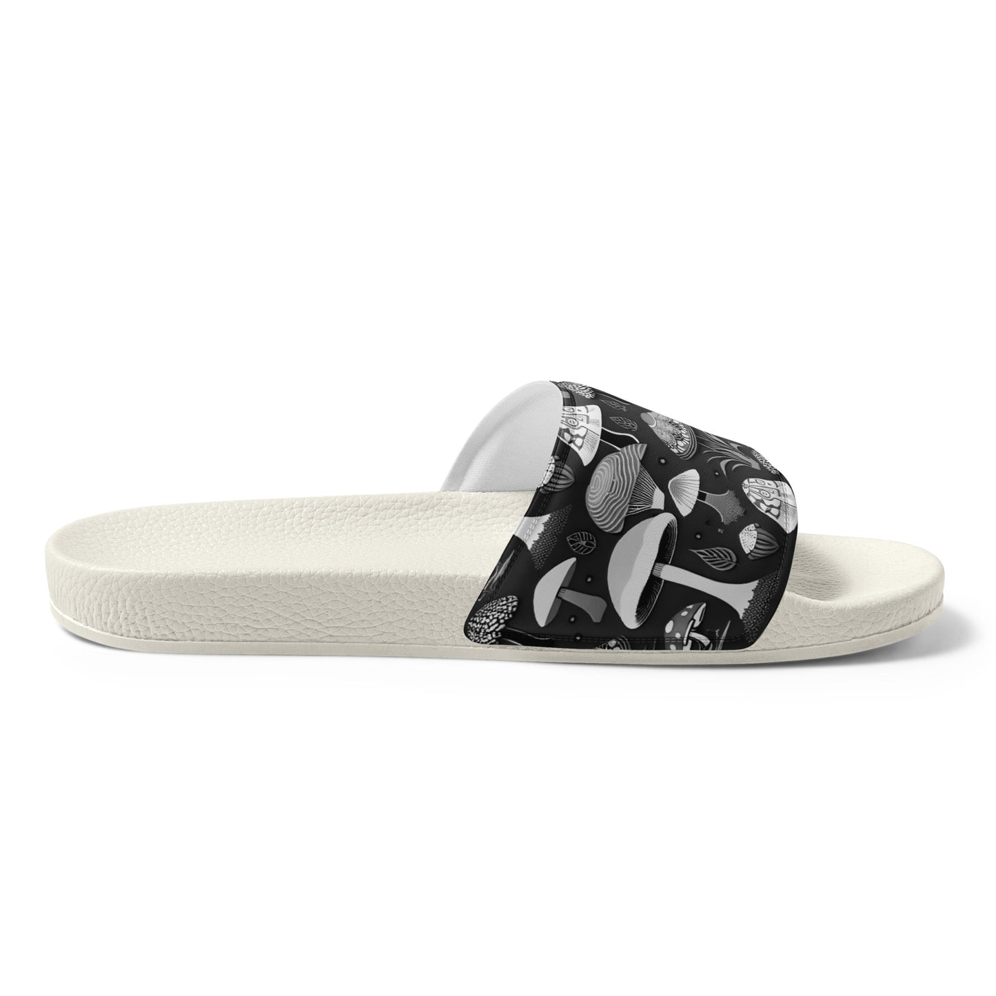 Whimsical Mushrooms in B&W Men’s slides