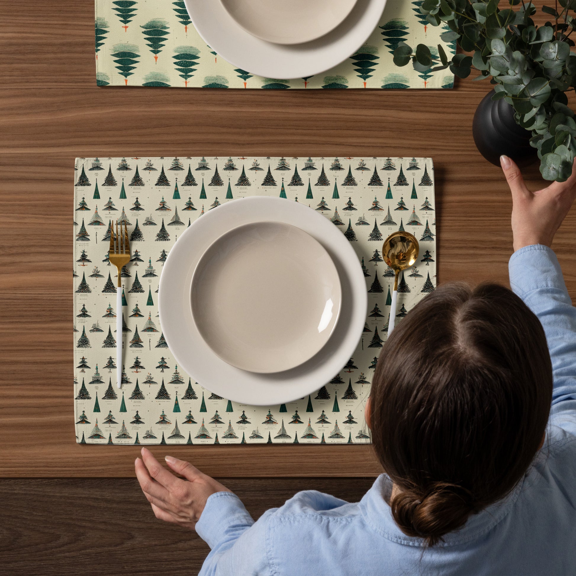 Festive Placemats on a table with table settings