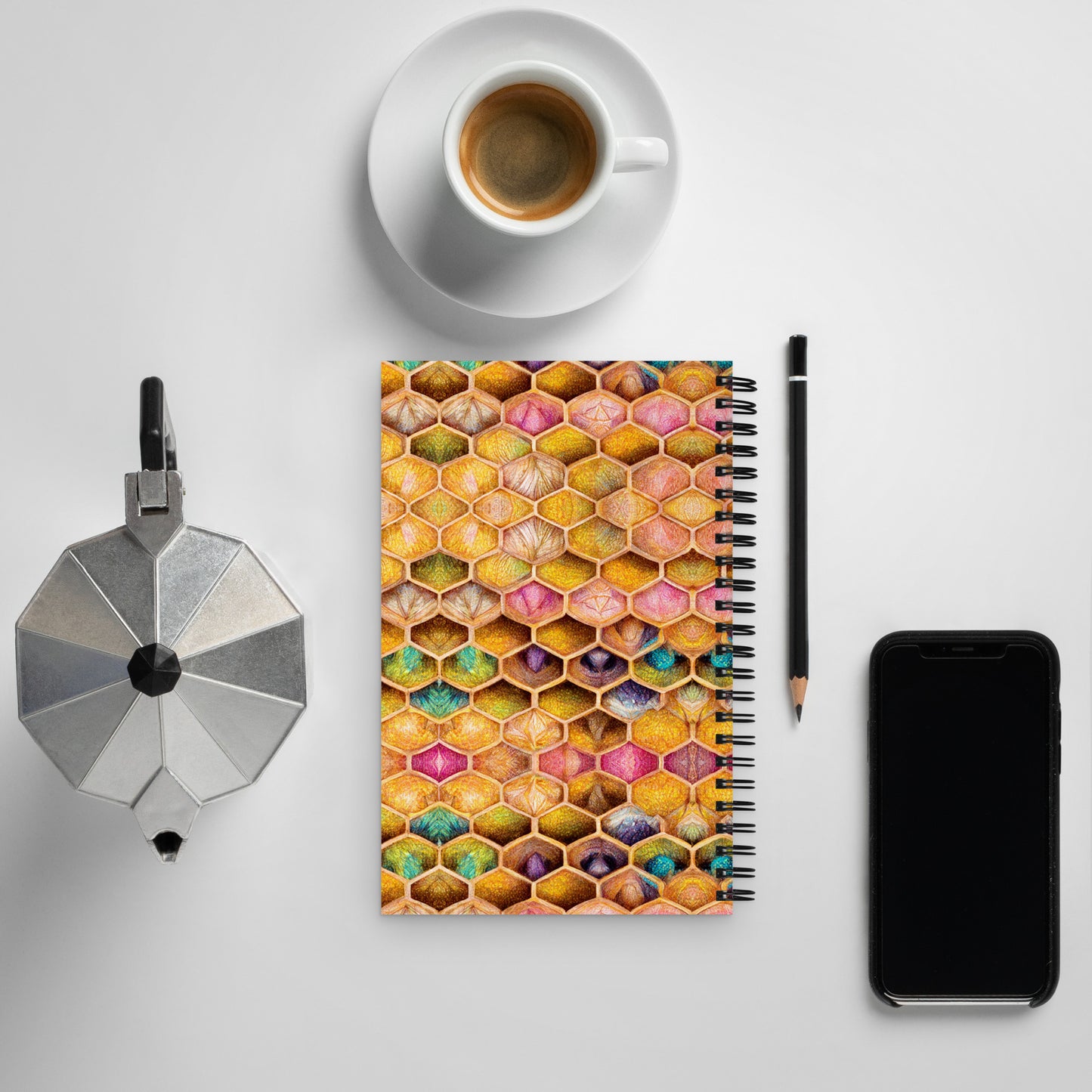 Rainbow Hive Radiance Spiral notebook