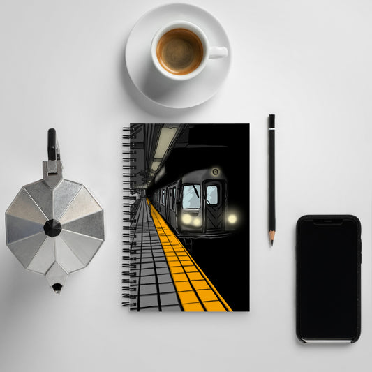 NYC Subway Q Train Spiral notebook