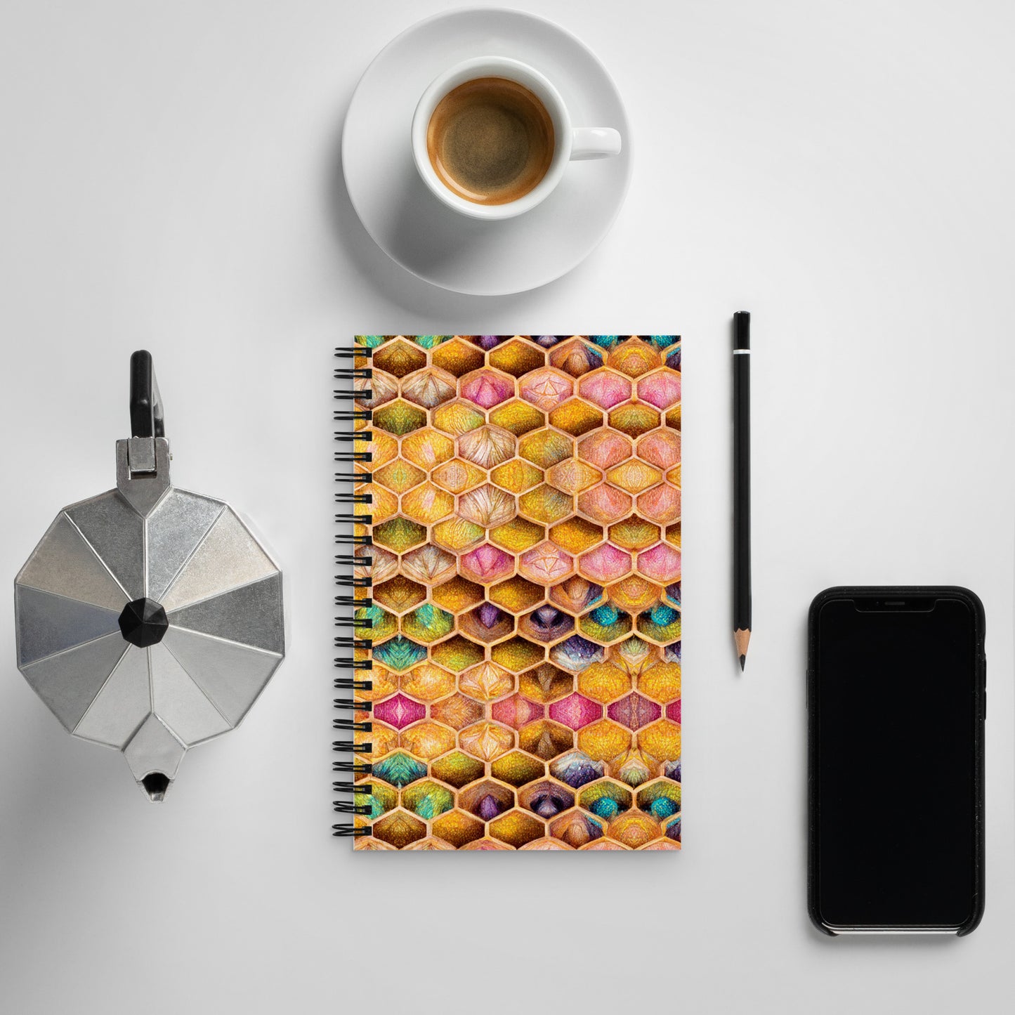 Rainbow Hive Radiance Spiral notebook