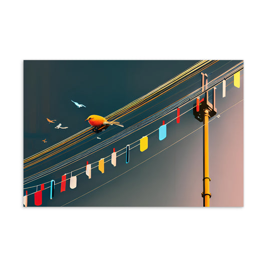 Colorful Birdies and Flags Standard Postcard