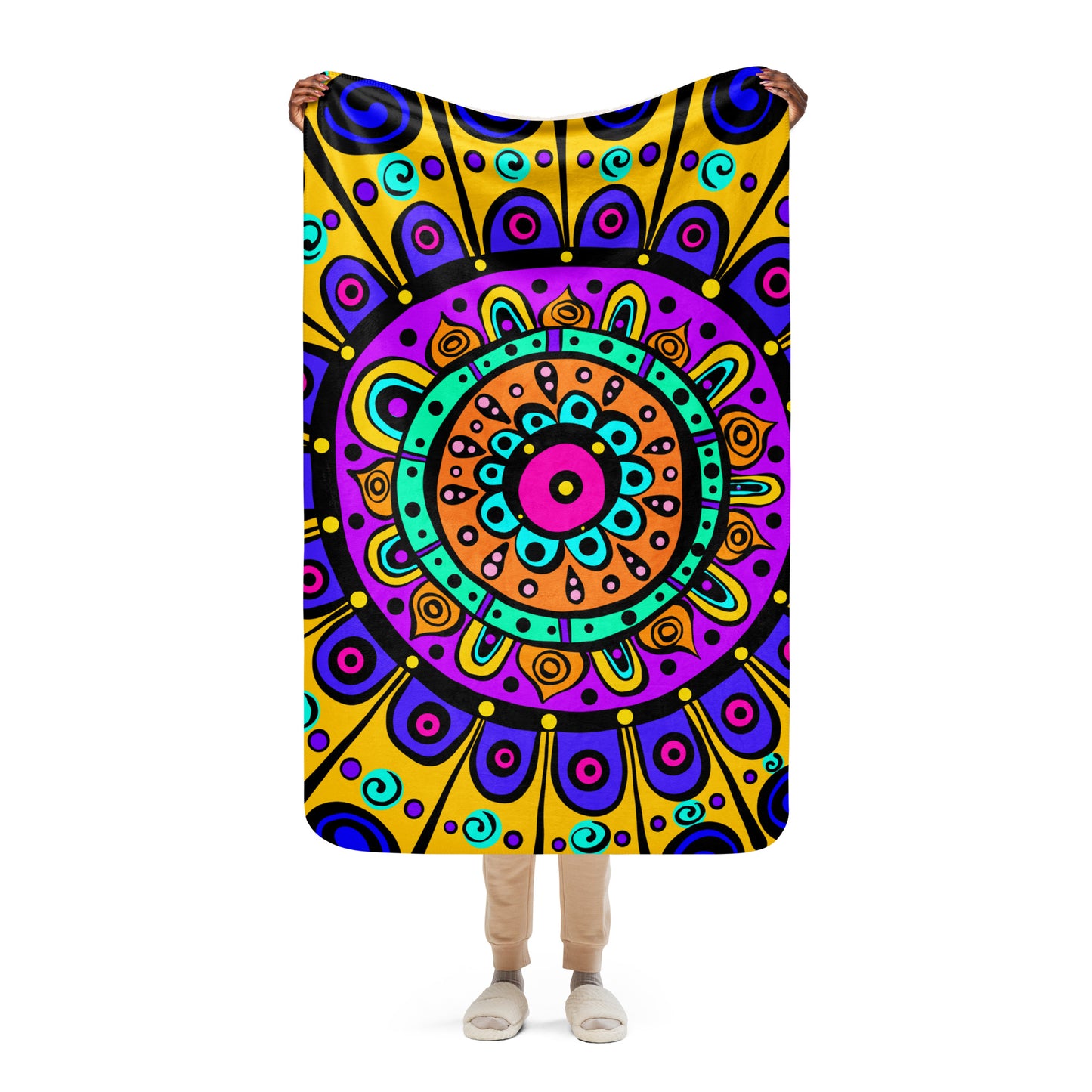 Mandala with Yellow Sherpa blanket