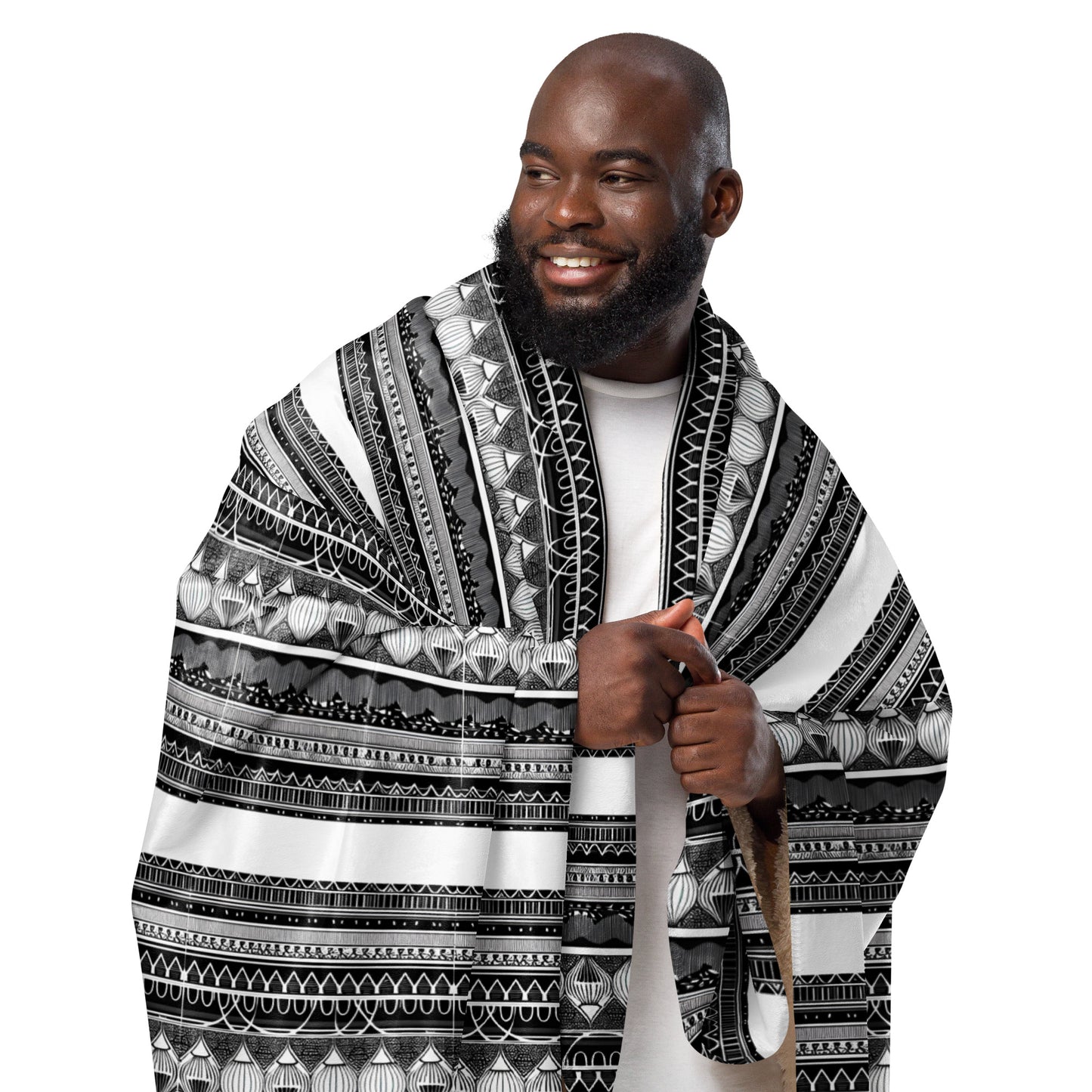 Monochrome Lanterns Sherpa blanket