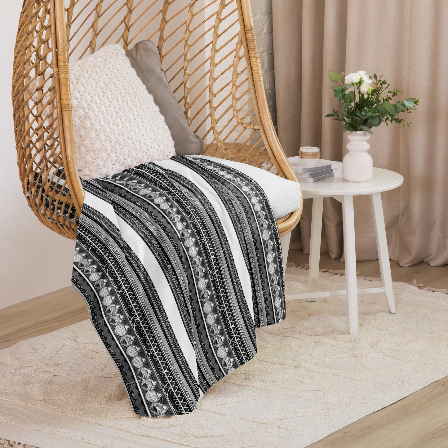 Monochrome Lanterns Sherpa blanket