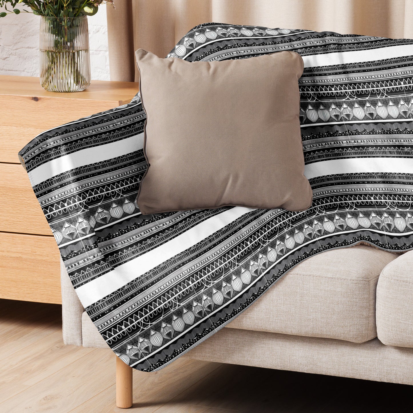 Monochrome Lanterns Sherpa blanket