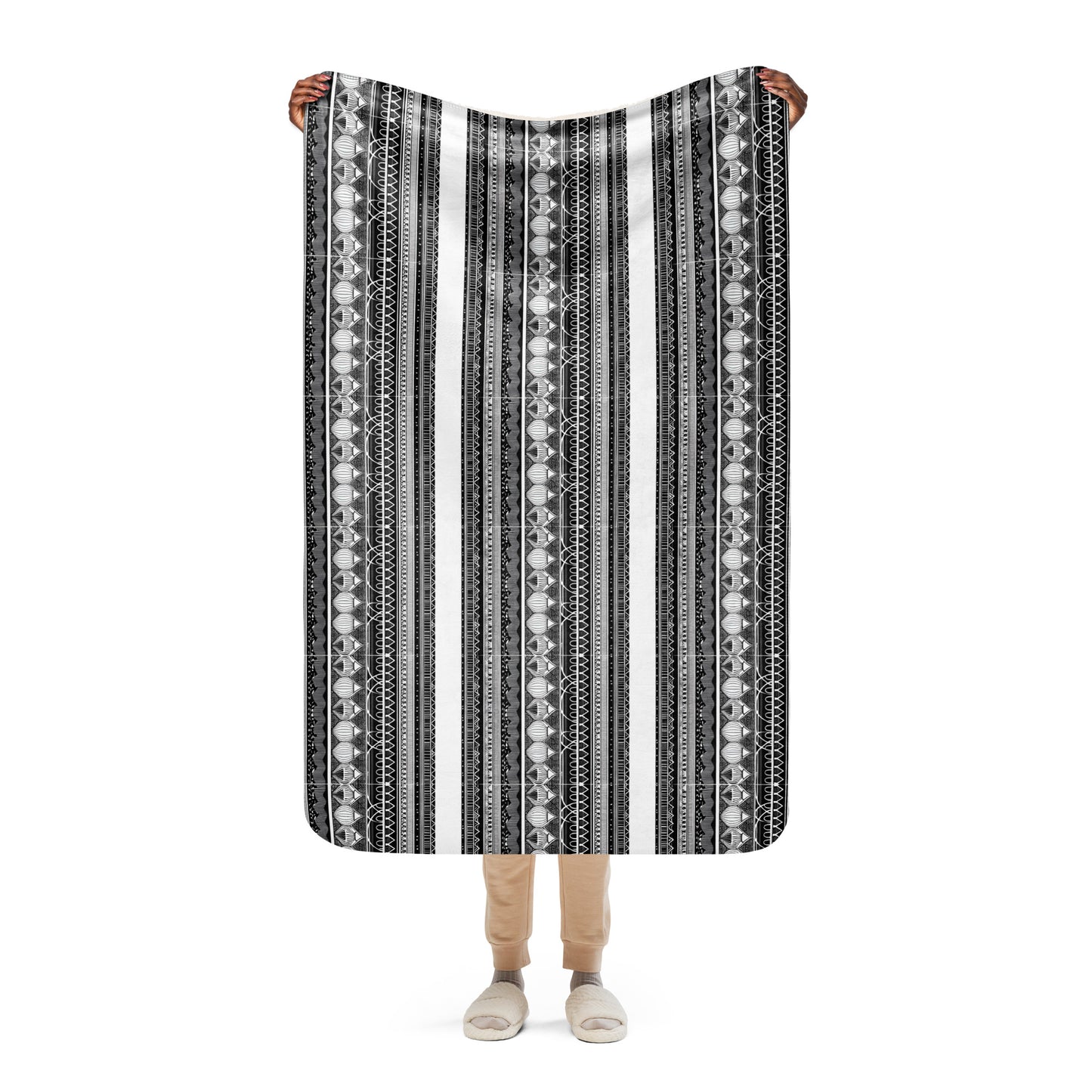 Monochrome Lanterns Sherpa blanket