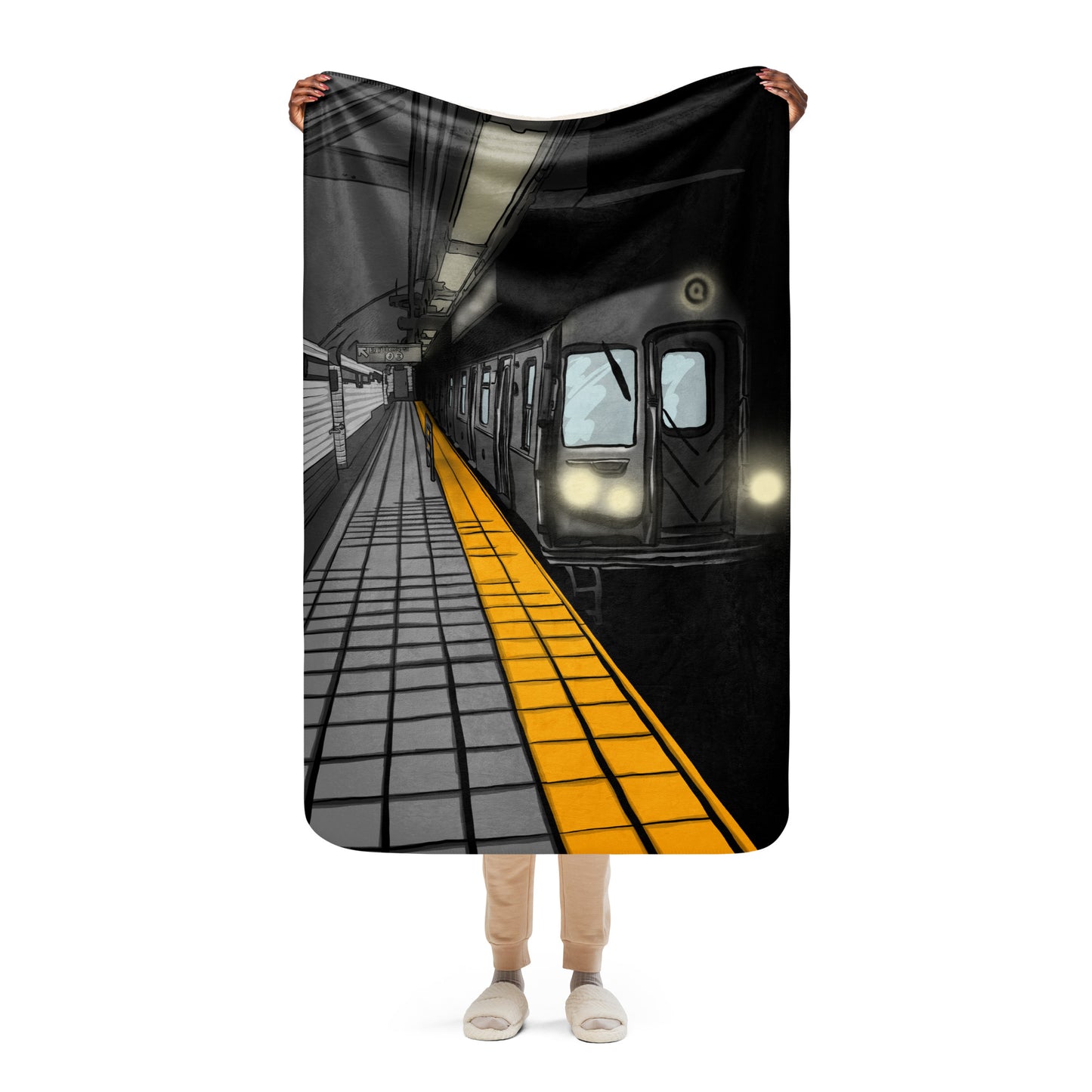 NYC Subway Q Train Sherpa blanket