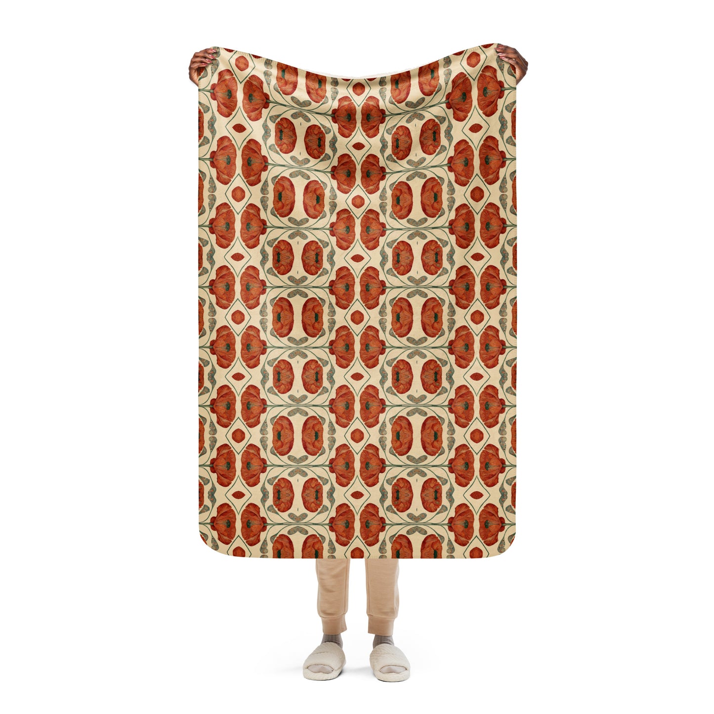 Poppies for Klimt Sherpa blanket