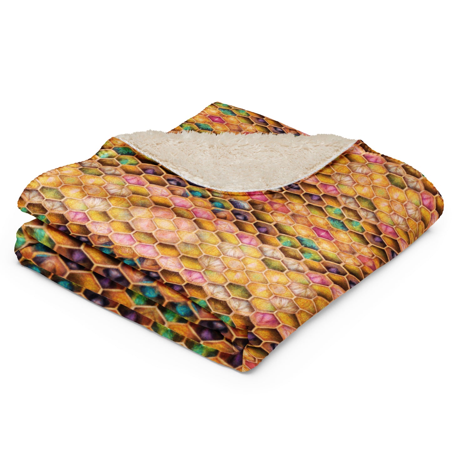 Rainbow Hive Radiance Sherpa blanket