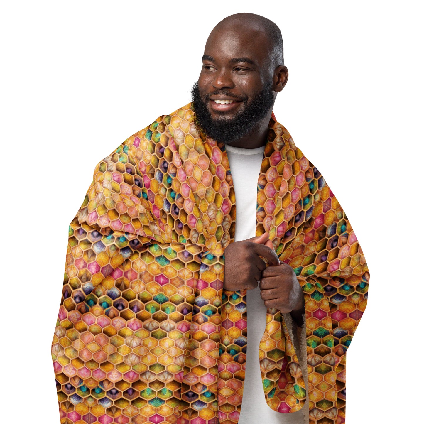 Rainbow Hive Radiance Sherpa blanket