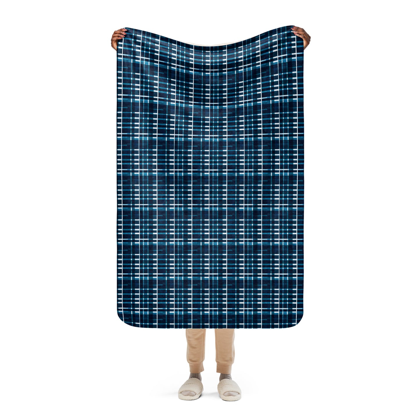 Royal Blue Scottish Heritage Sherpa blanket