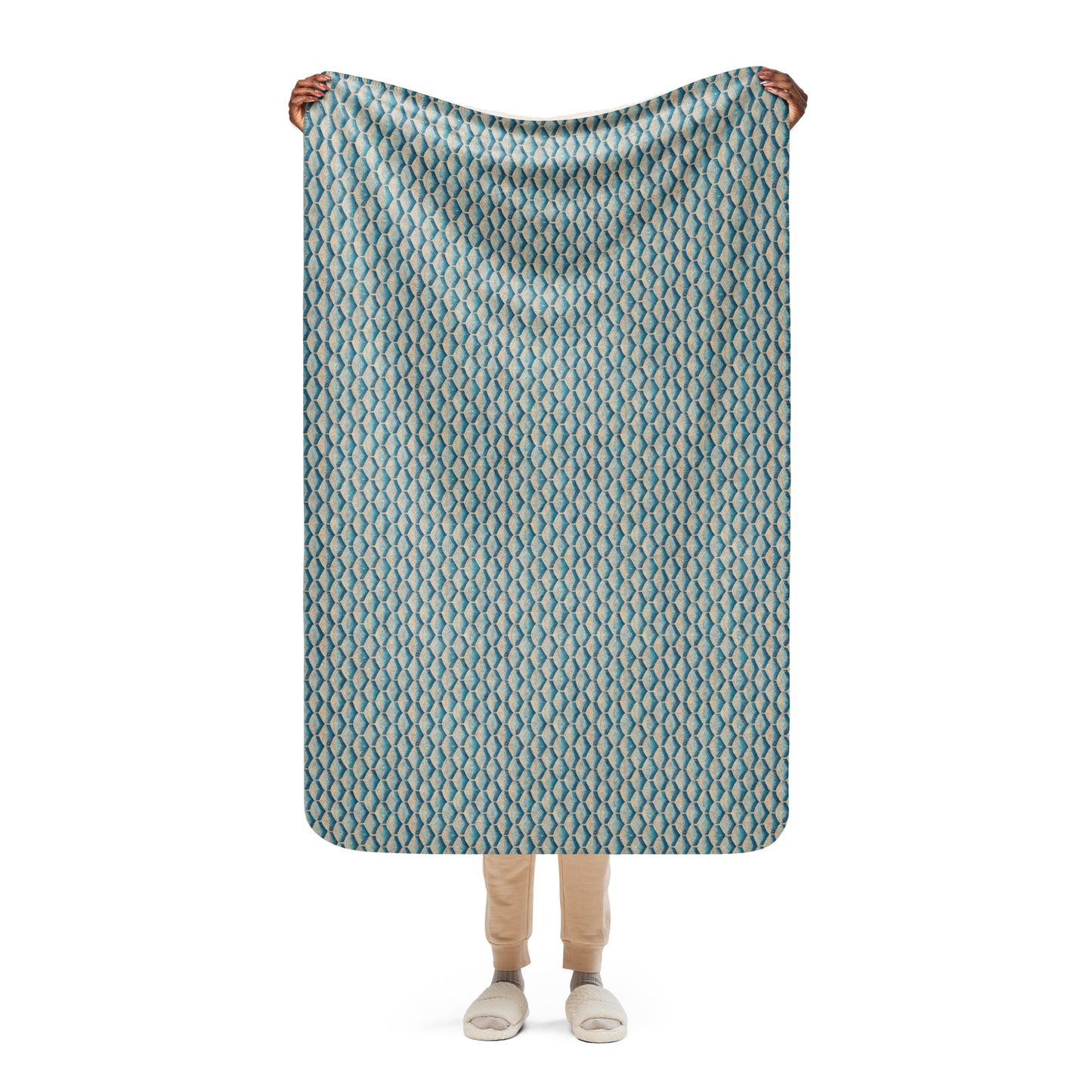 Seafoam Scales Sherpa blanket