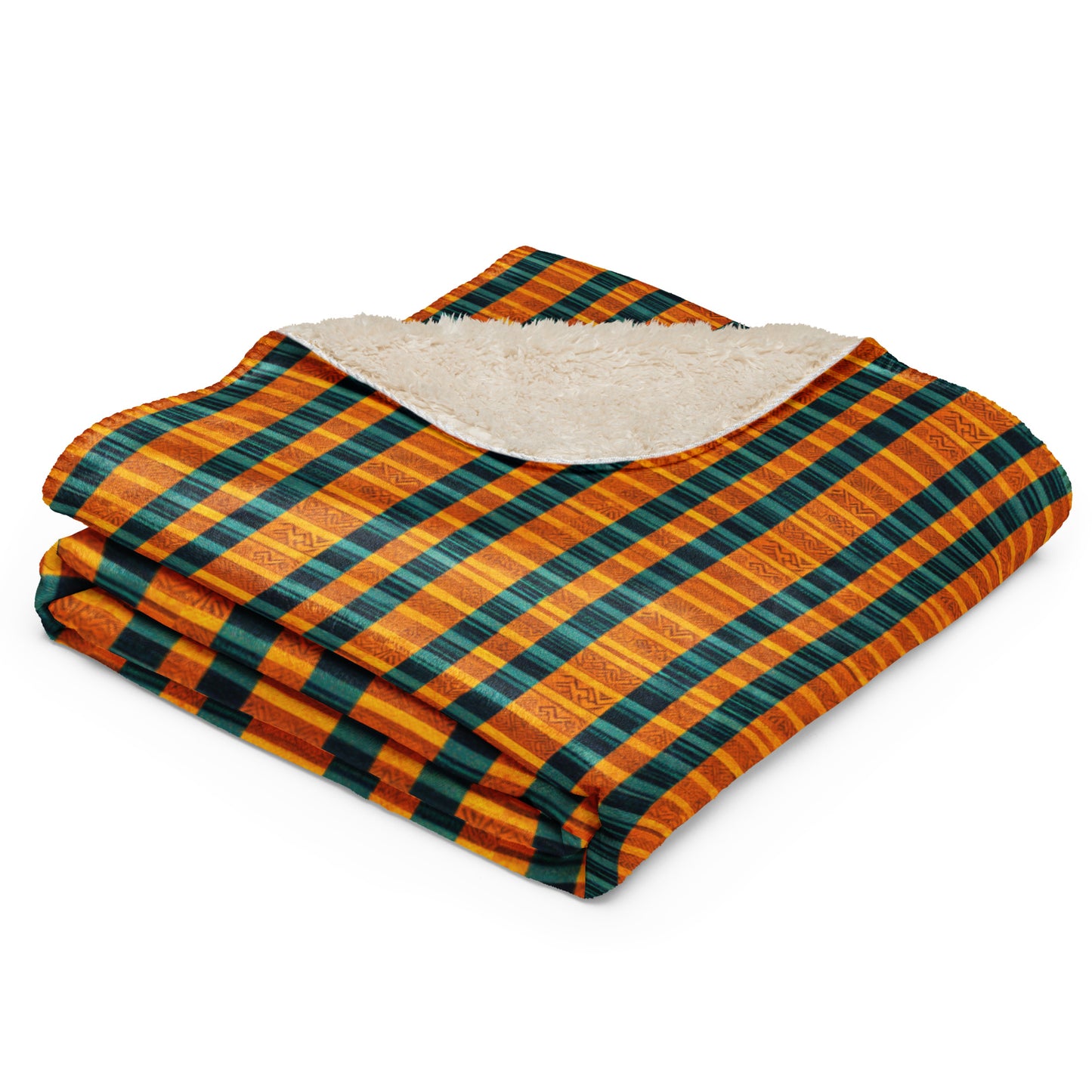 Teal & Tangerine Tapestry Sherpa blanket