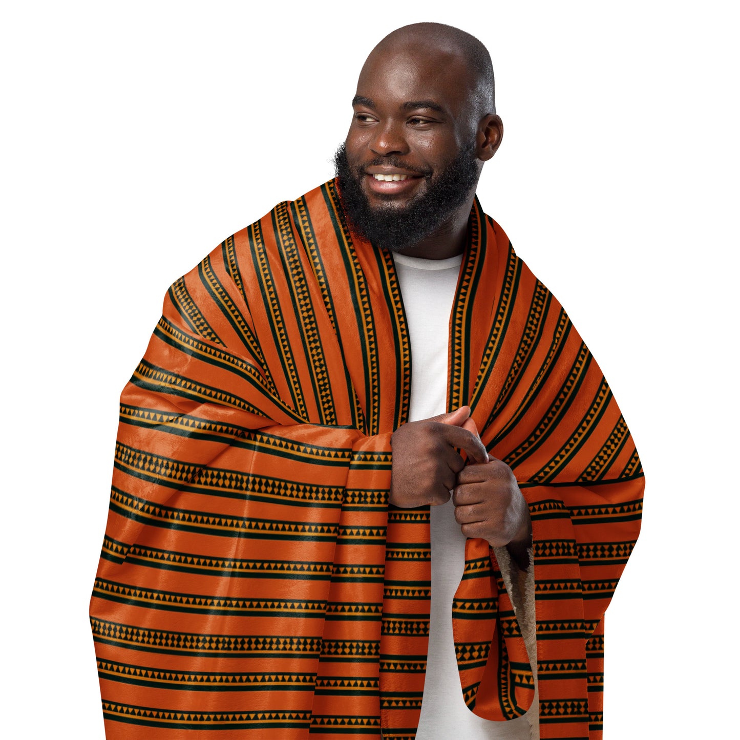 Timbuktu Tangerine Tapestry Sherpa blanket