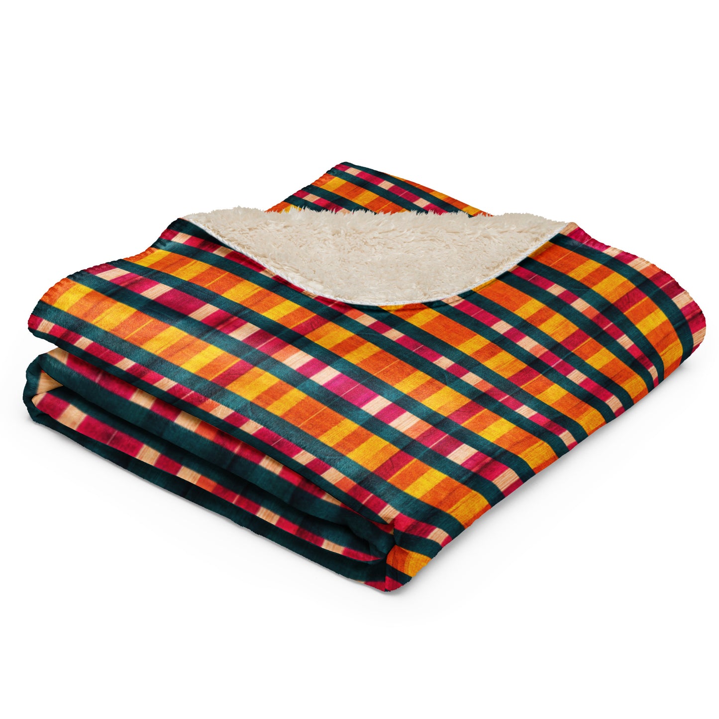 Tropical Fiesta Plaid Sherpa blanket