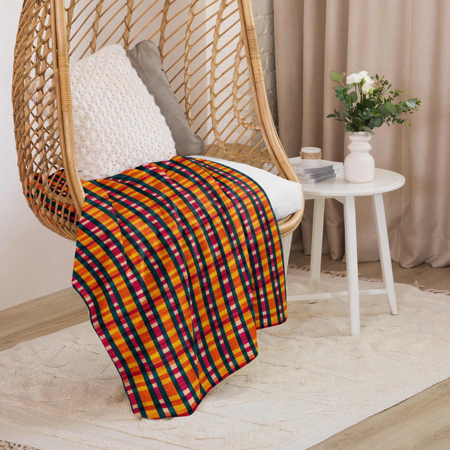 Tropical Fiesta Plaid Sherpa blanket