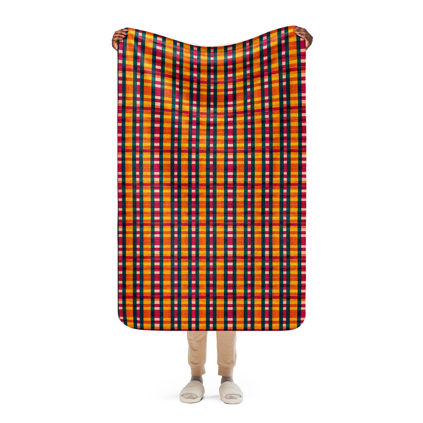 Tropical Fiesta Plaid Sherpa blanket